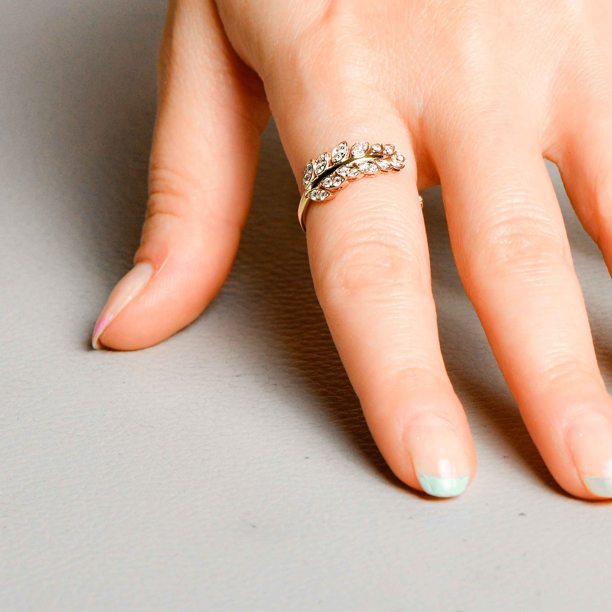 Diamond Leaf Ring