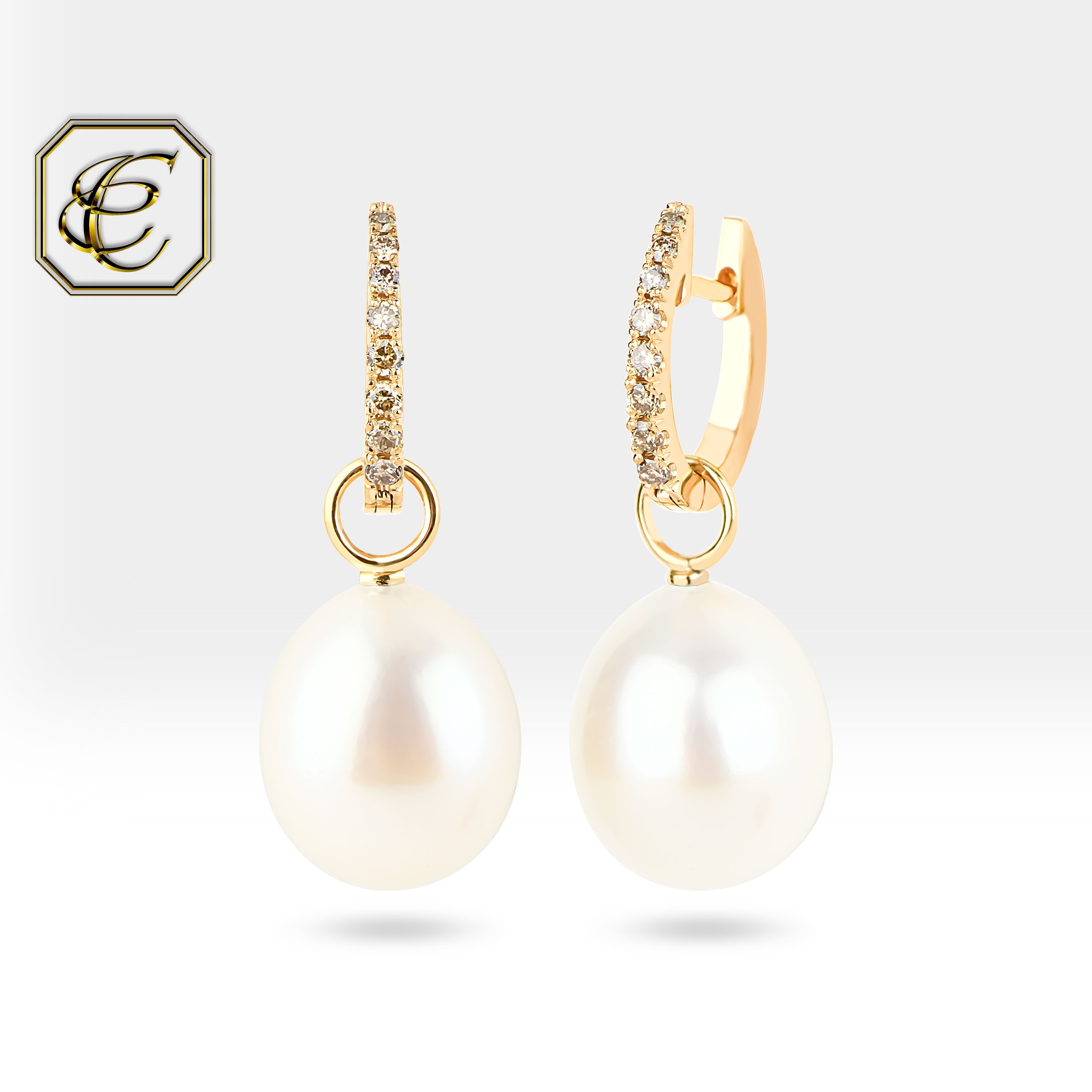 Diamond Baroque Pearl Earrings 