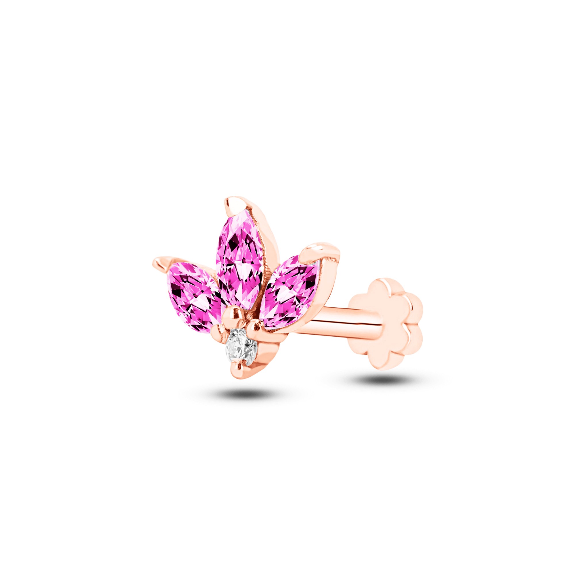 Pink Sapphire Lotus Flower Earring