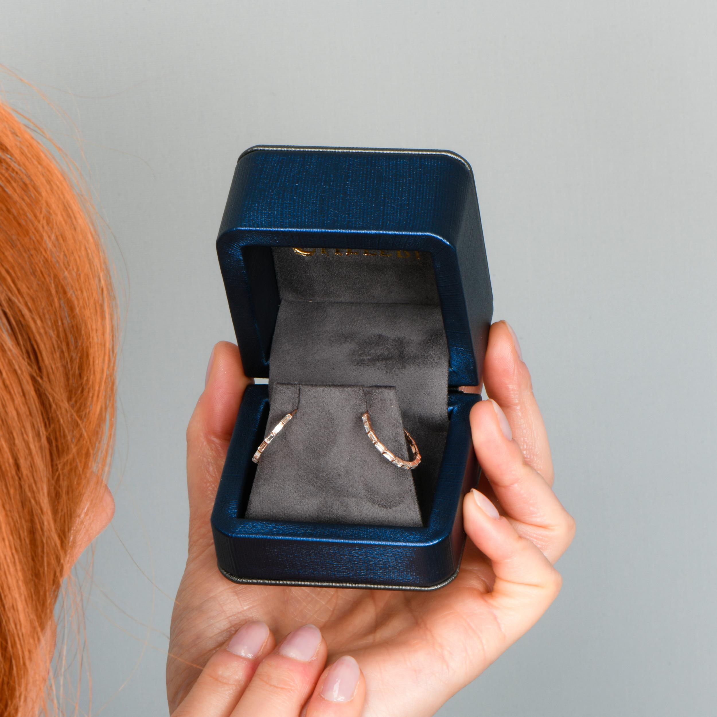 Baguette White Sapphire Hoop Earrings