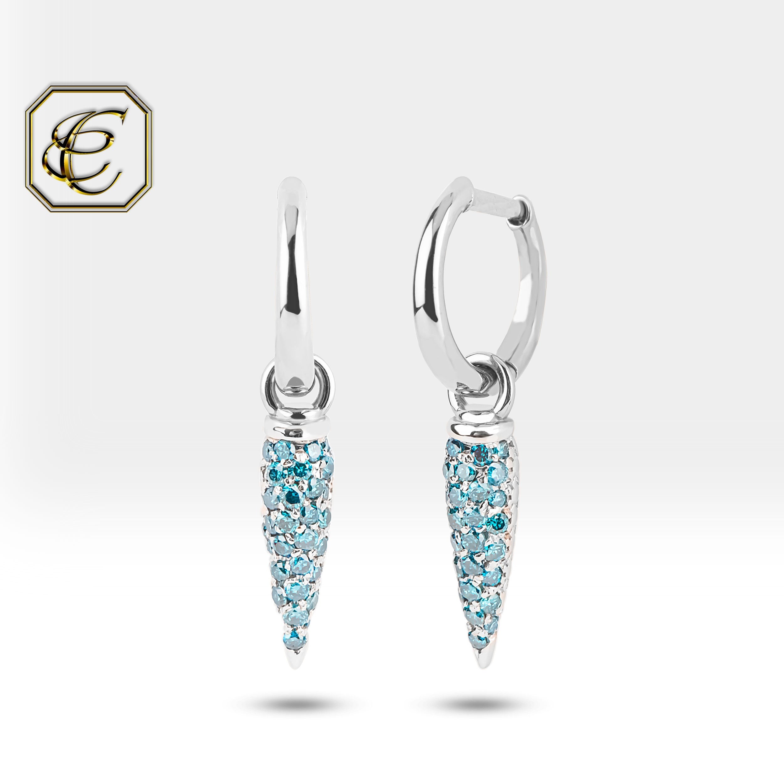 Blue Diamond Spike Earrings