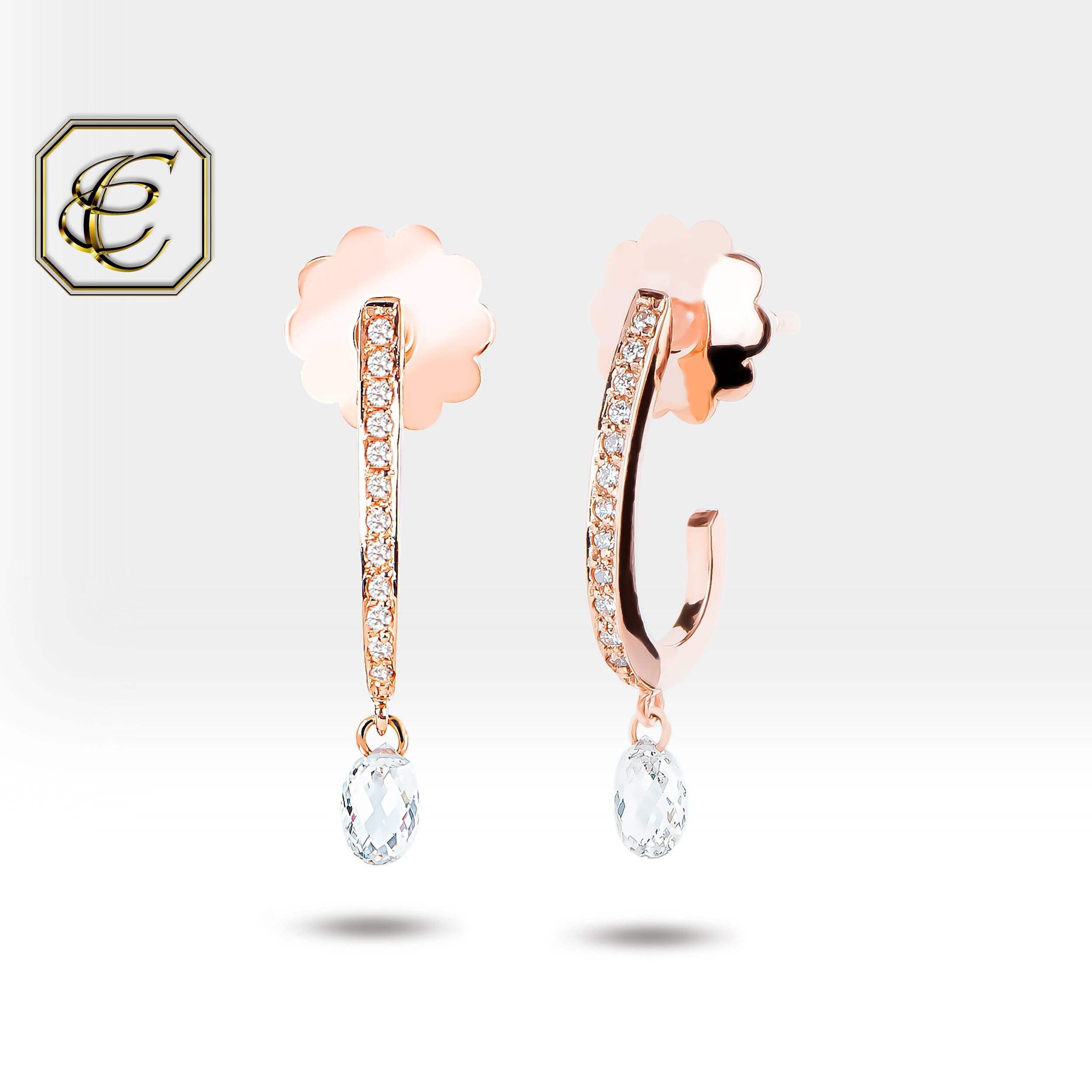 Dangle Briolette Diamond Earrings