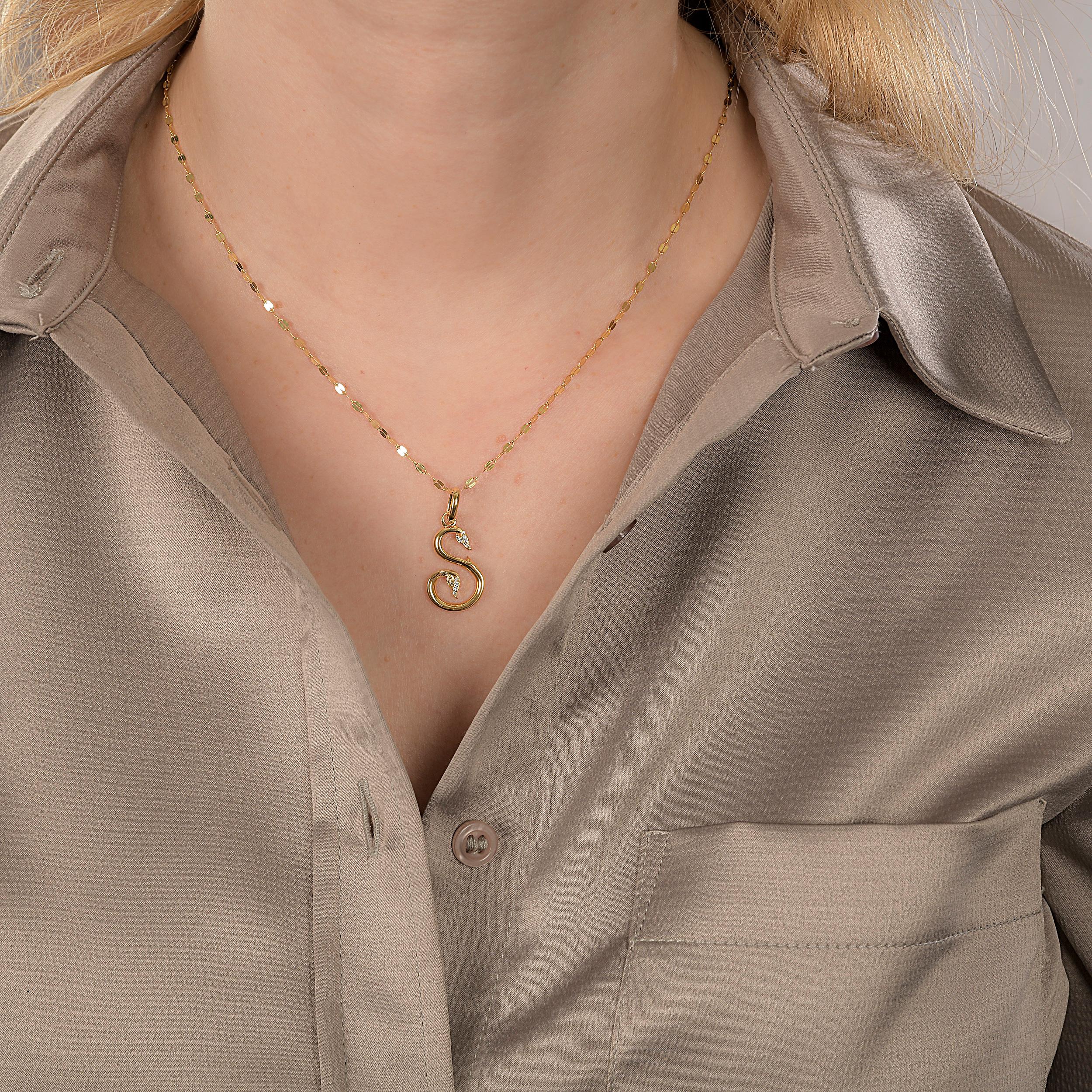 Signature Letter Necklace in 14K Gold