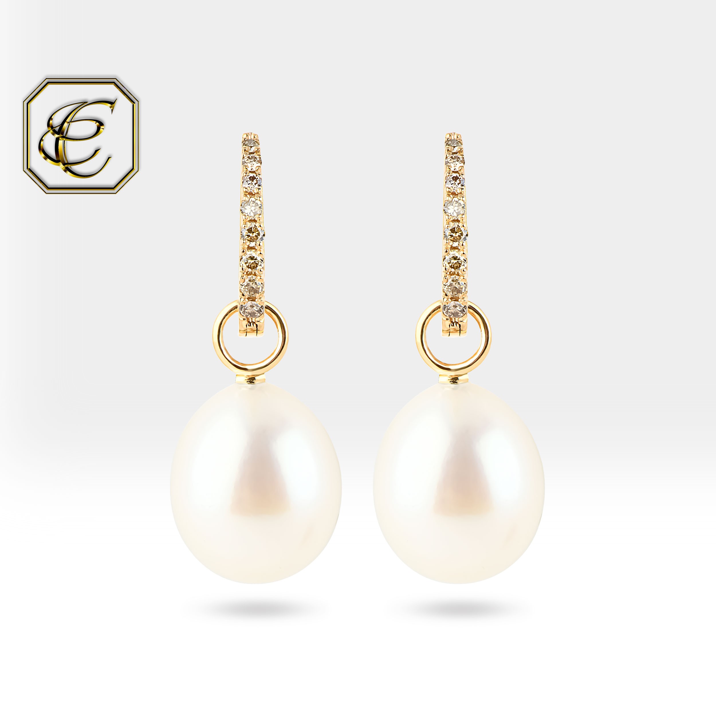 Diamond Baroque Pearl Earrings 