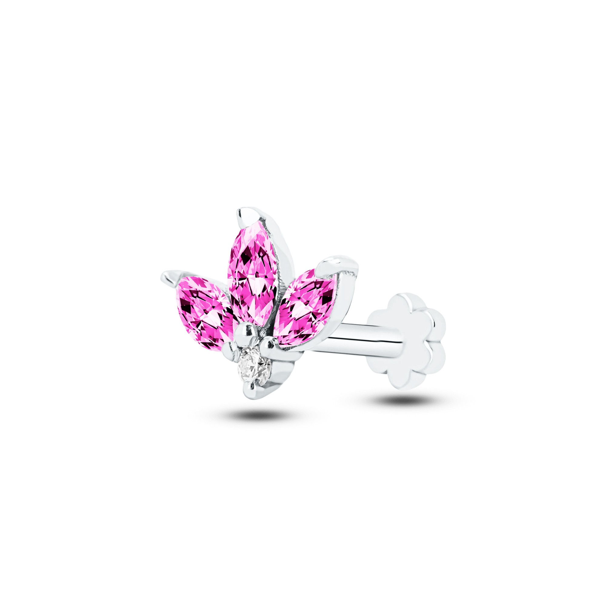 Pink Sapphire Lotus Flower Earring