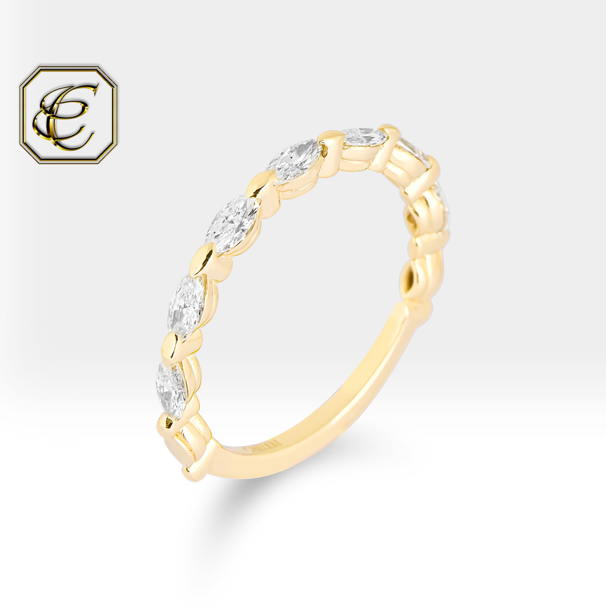 Marquise Diamond Ring – 14K Gold Eternity Band
