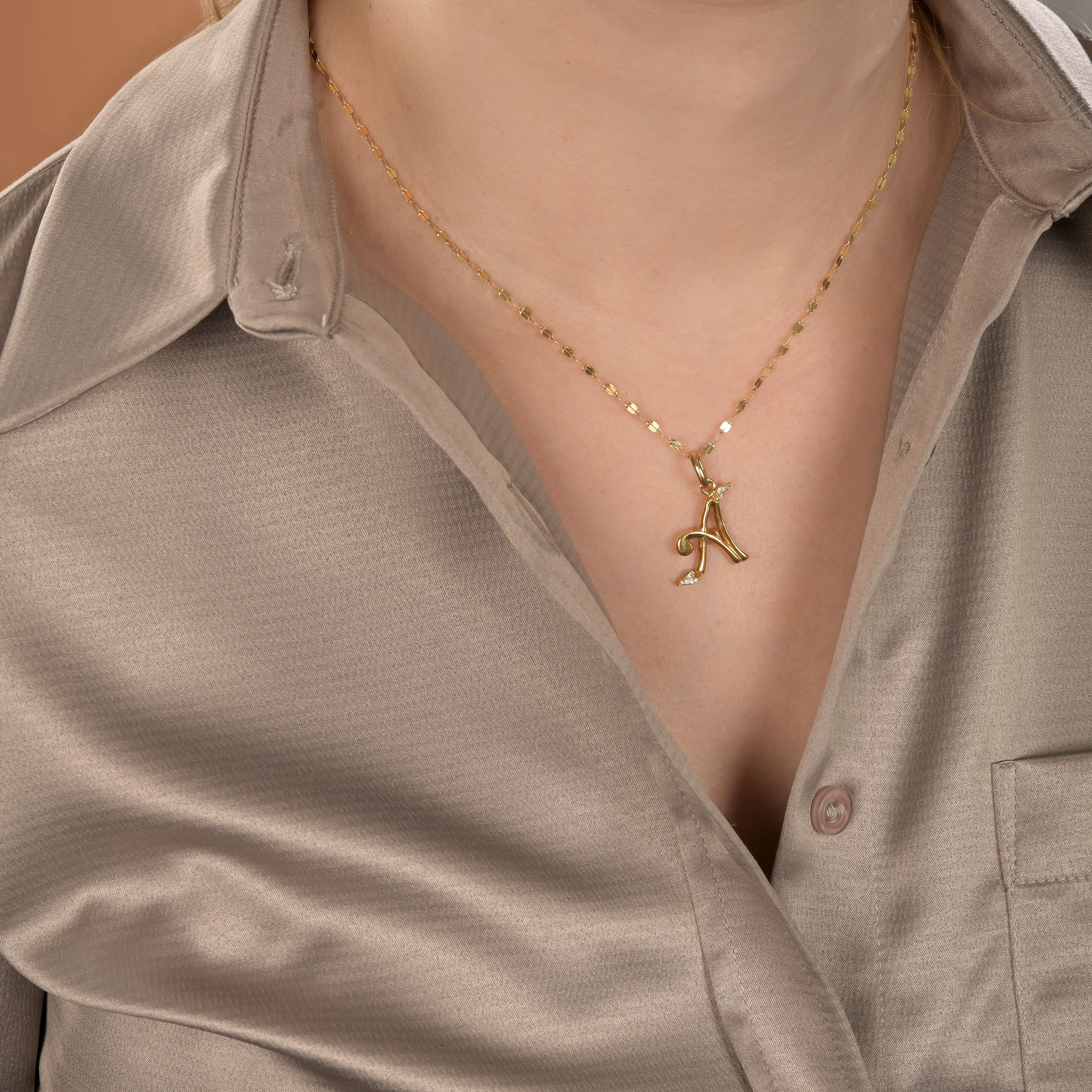 Signature Letter Necklace in 14K Gold
