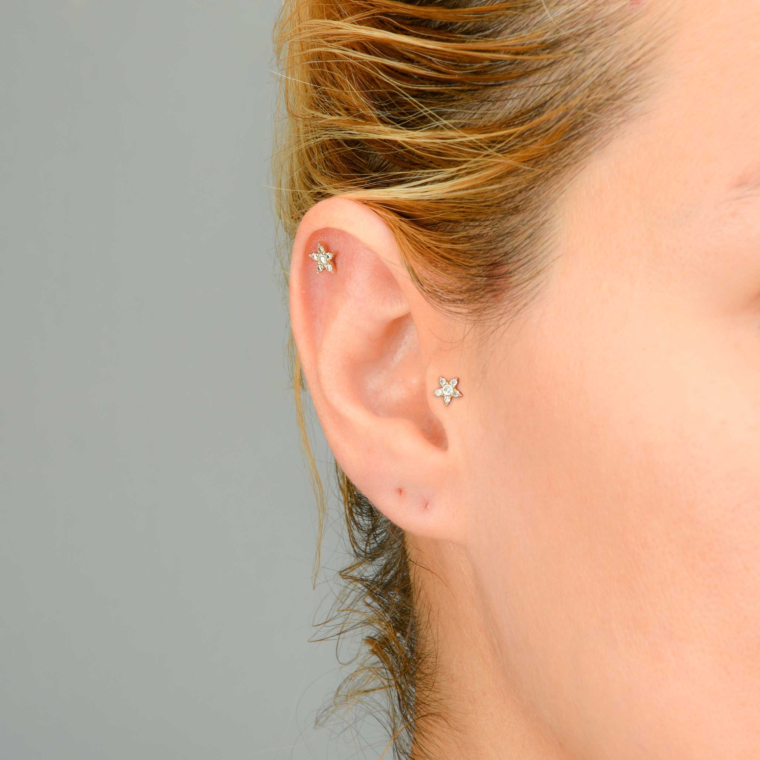 Star Diamond Cartilage Earring