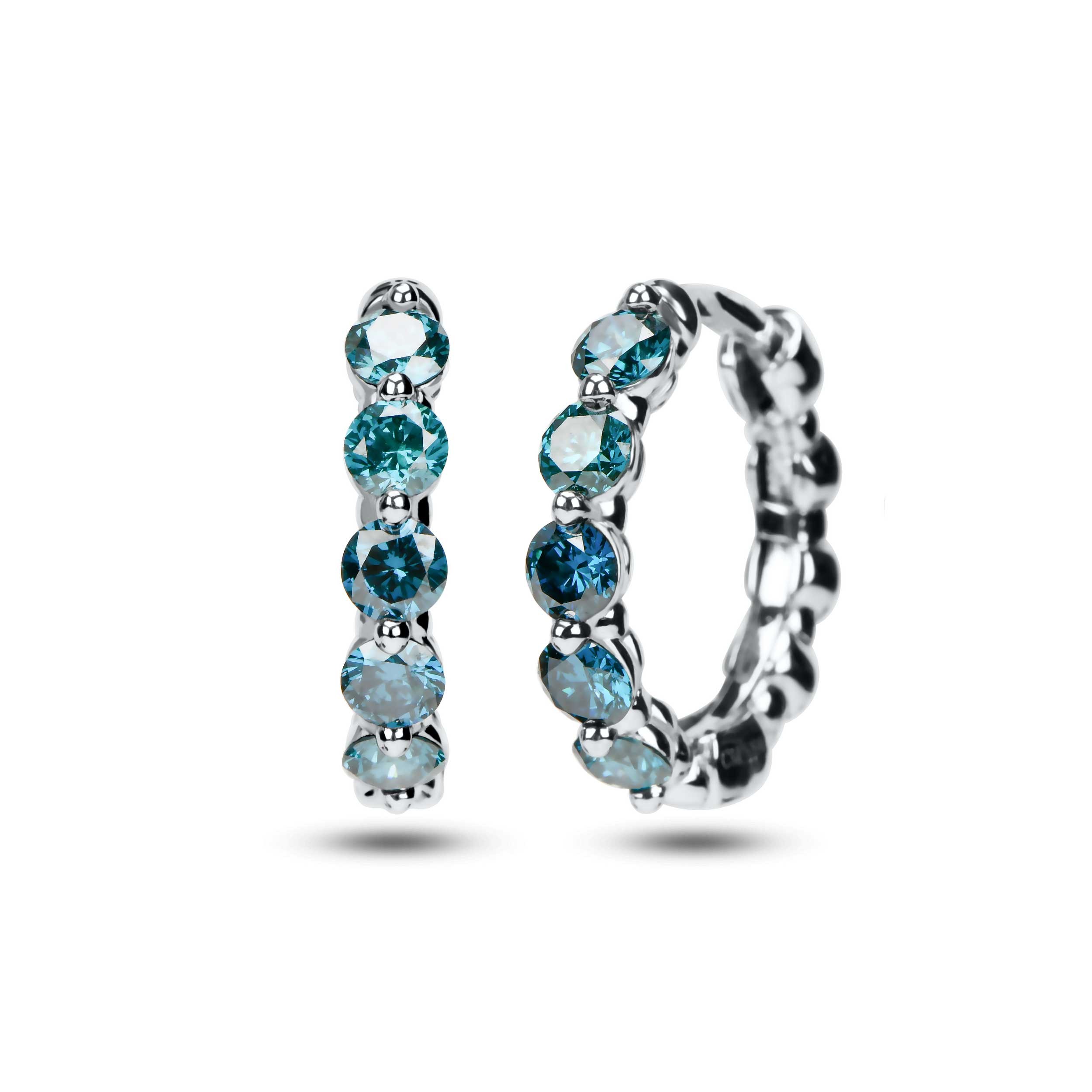 Blue Diamond Huggie Earrings 