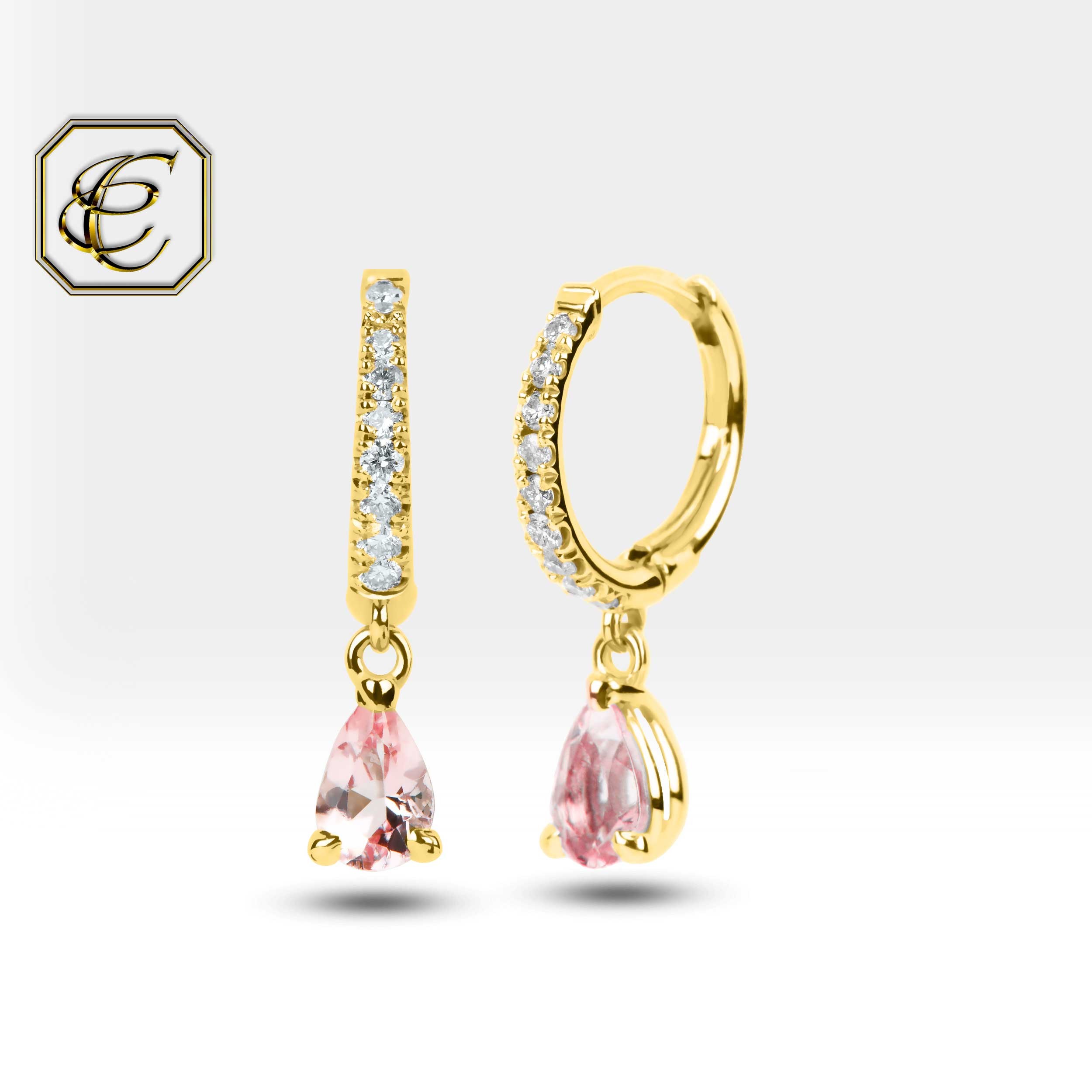 Pear Morganite Dangle Earrings