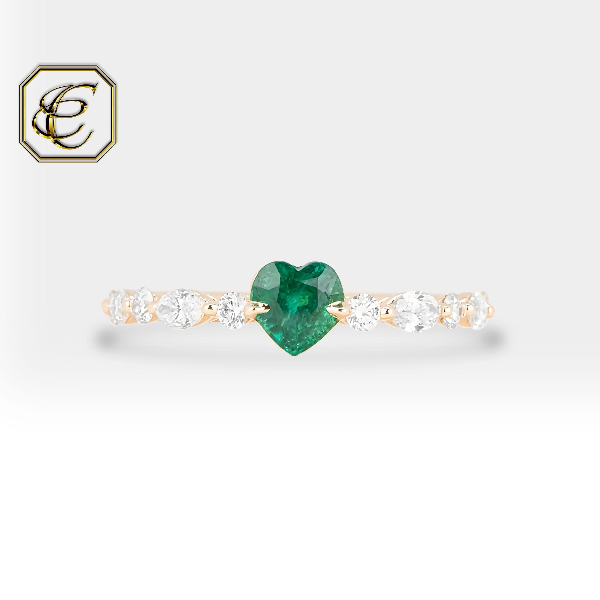 Heart Emerald Ring