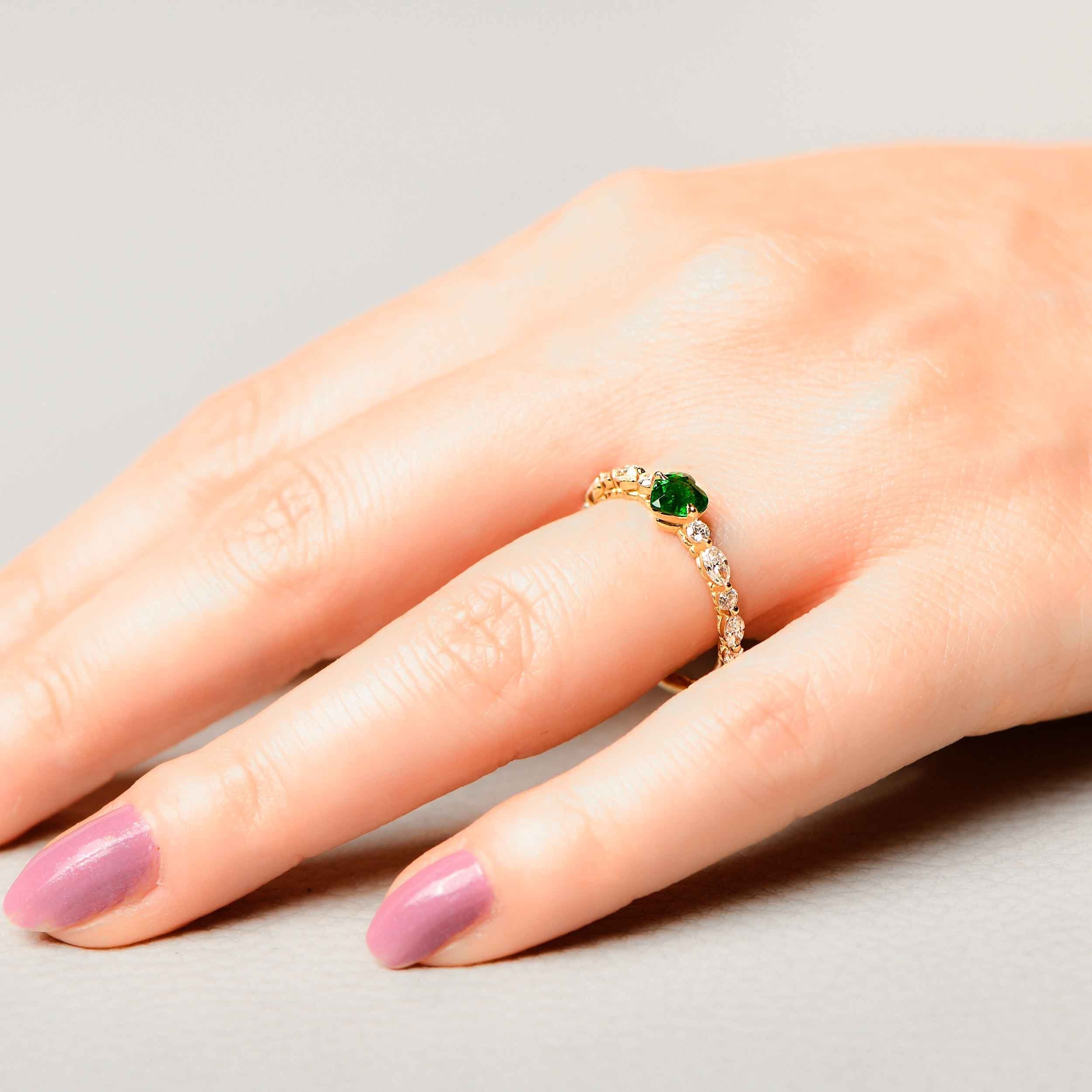 Heart Emerald Ring