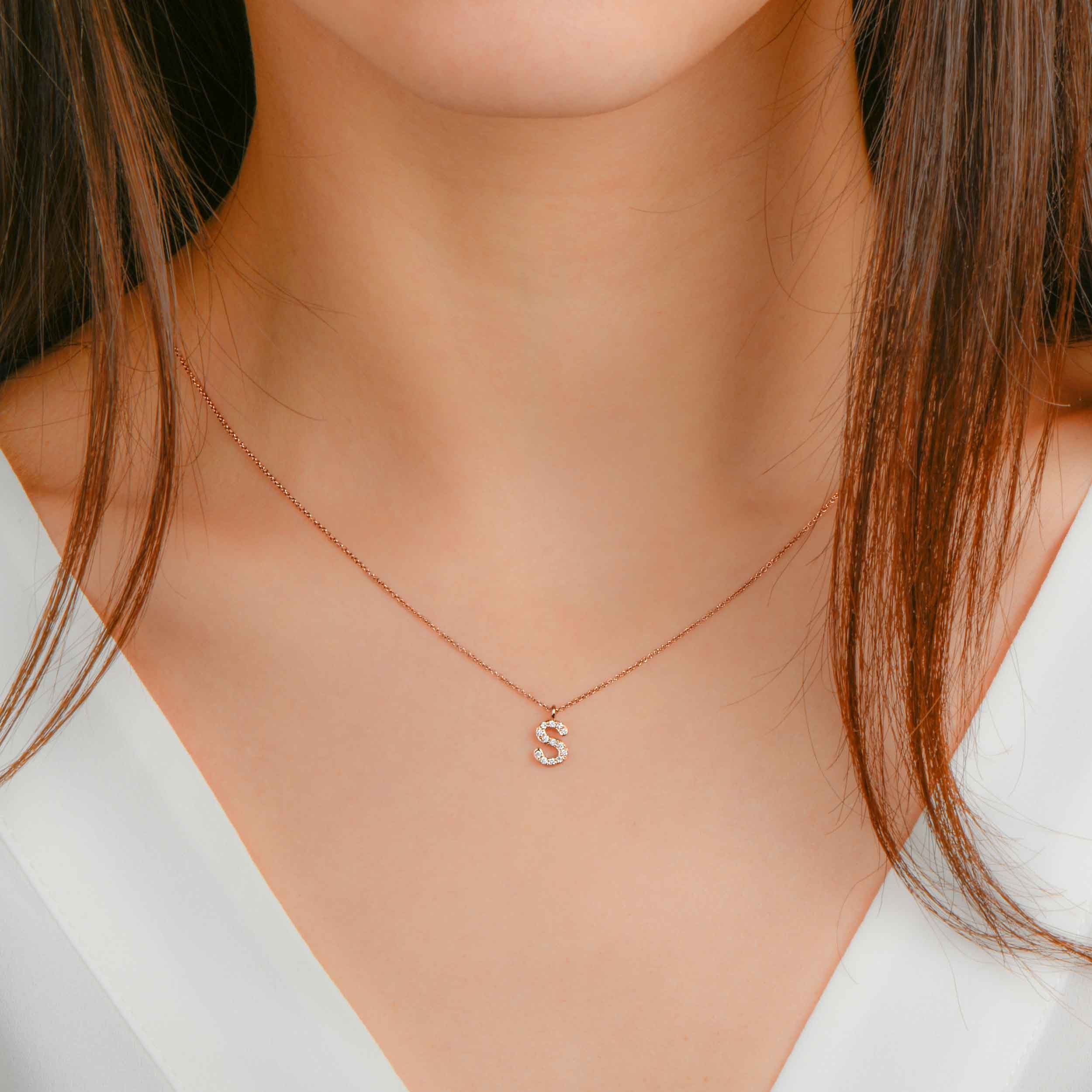 Tiny Diamond Letter Necklace