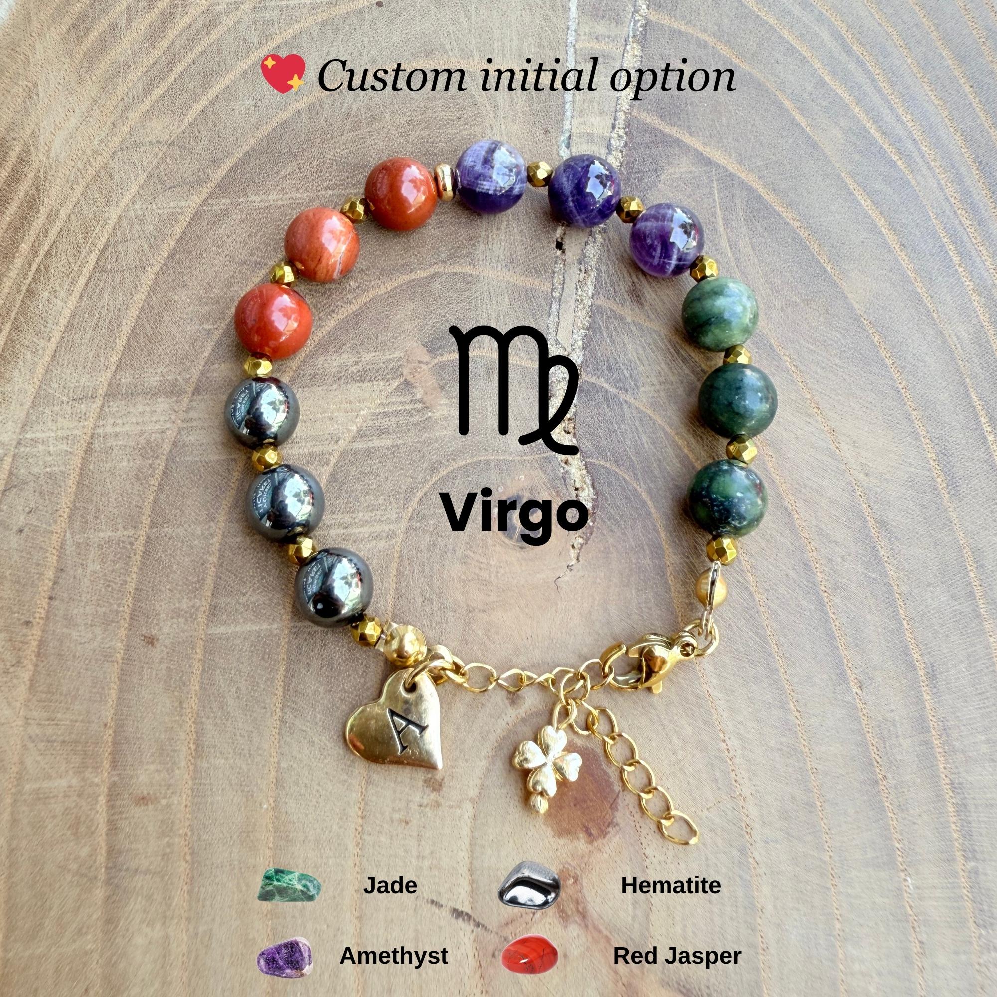 Personalized Virgo Zodiac Gemstone Stainless Steel Bracelet