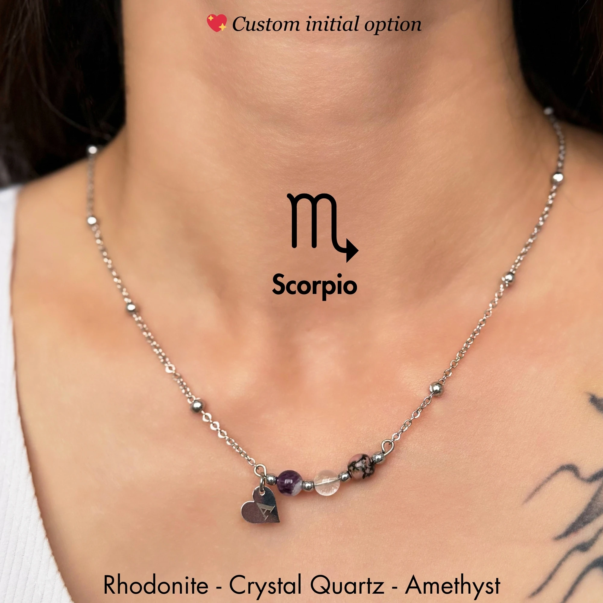 ♏️ Scorpio Zodiac – Personalized Silver Stainless Steel Zodiac Necklace