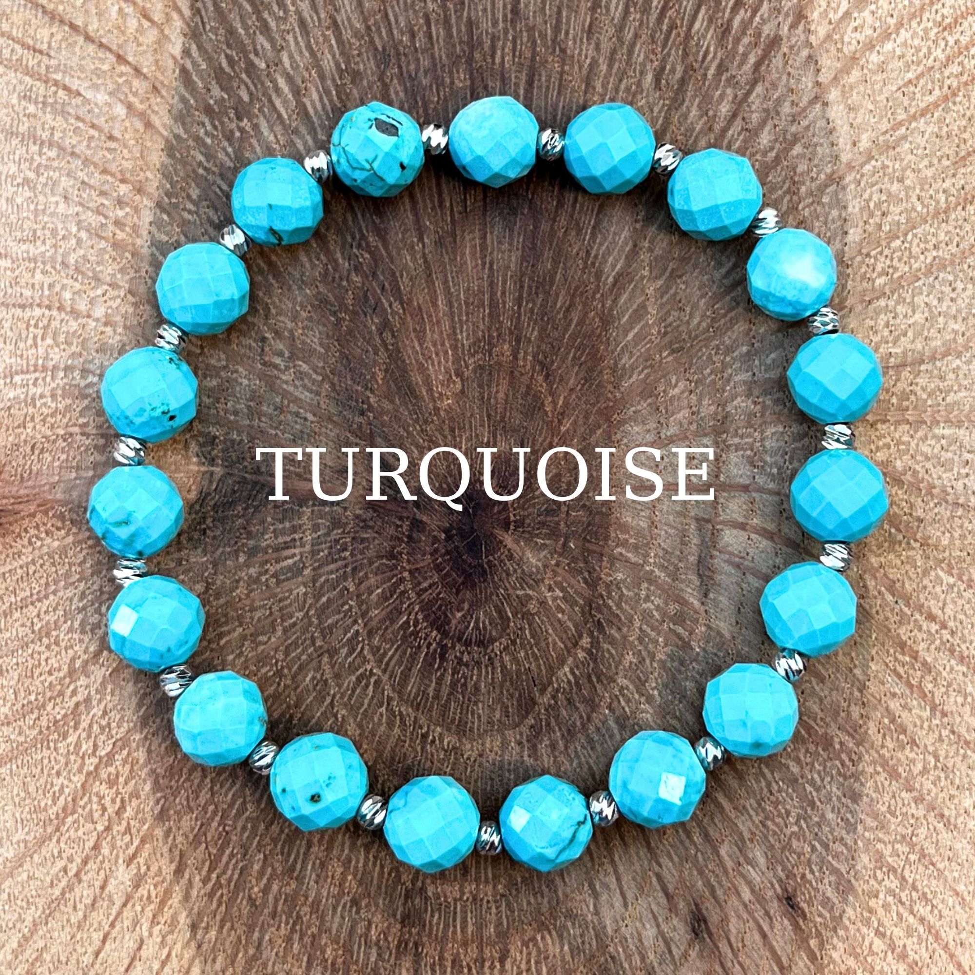 Facet Cut Turquoise Gemstone Bracelet