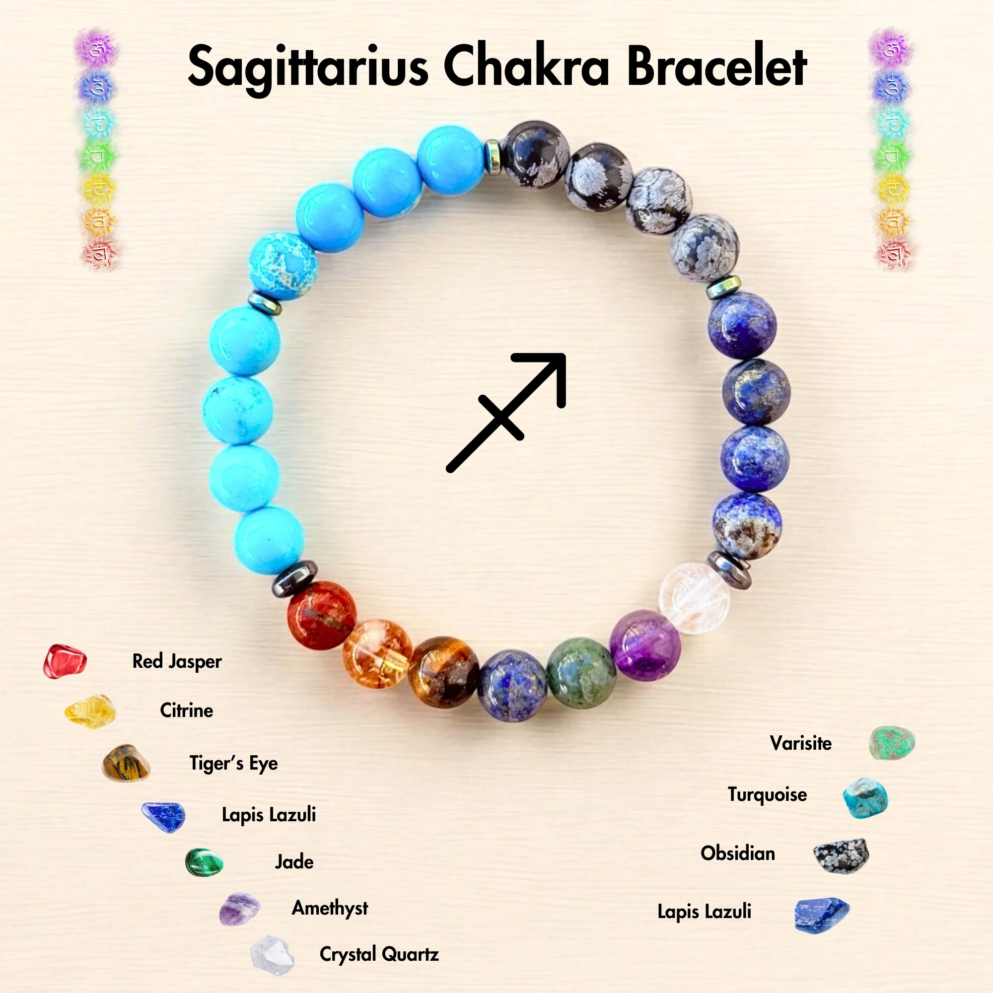Sagittarius Zodiac Chakra Gemstone Bracelet