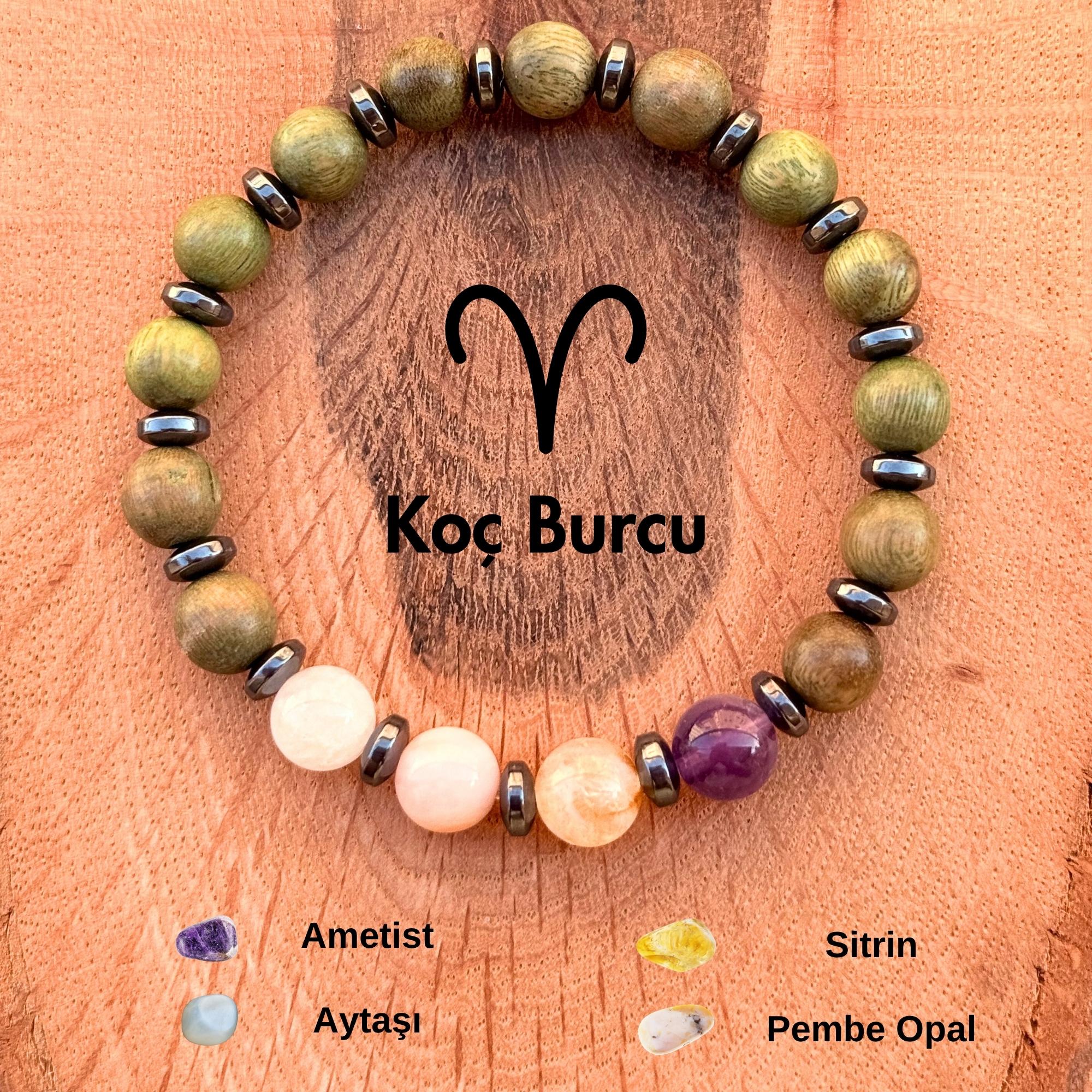 Koç Burcu Kadın Bilekliği – Yeşil Sandal Ağacı ♈️