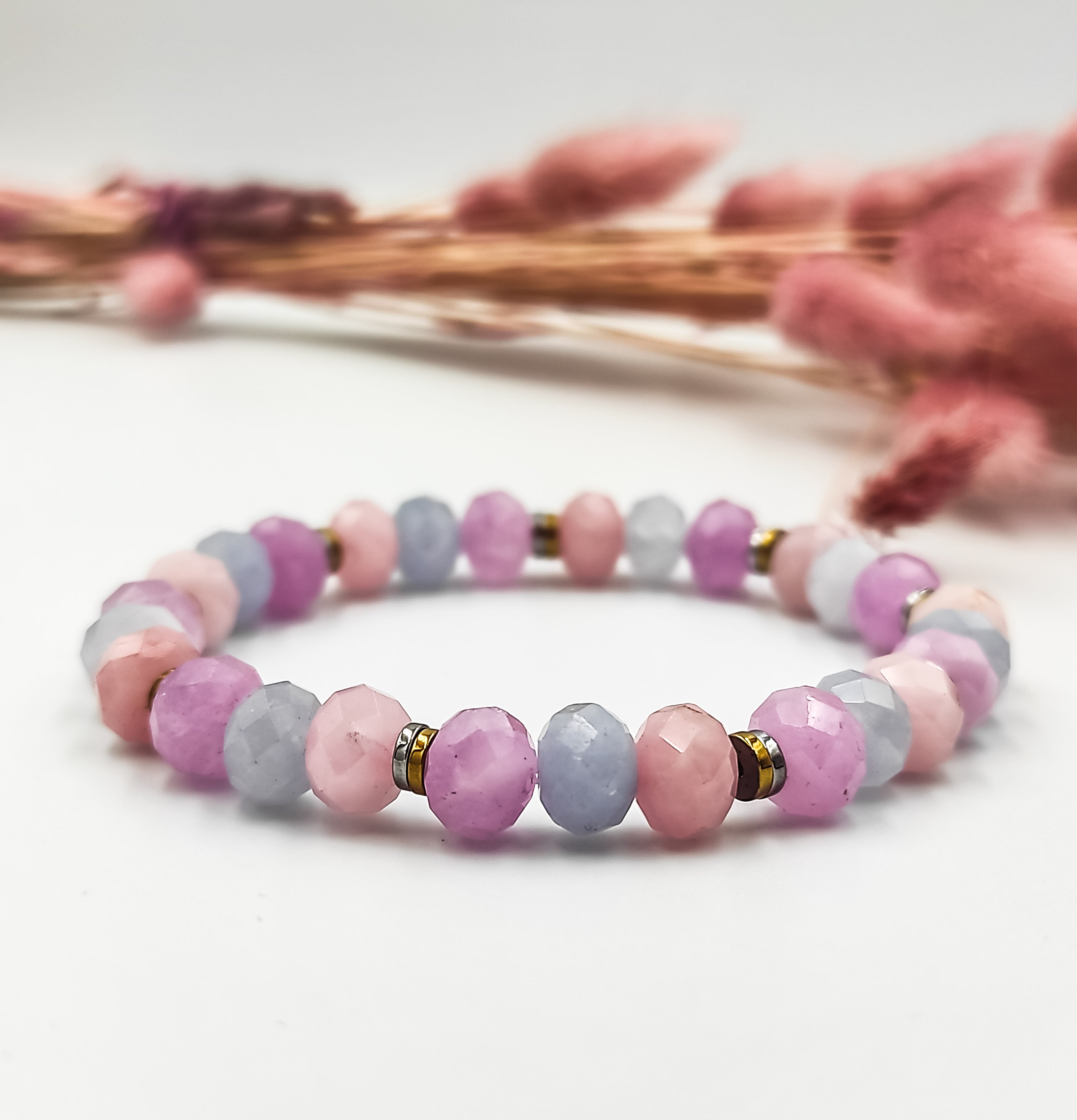 Kunzite - Aquamarine - Pink Quartz Bracelet