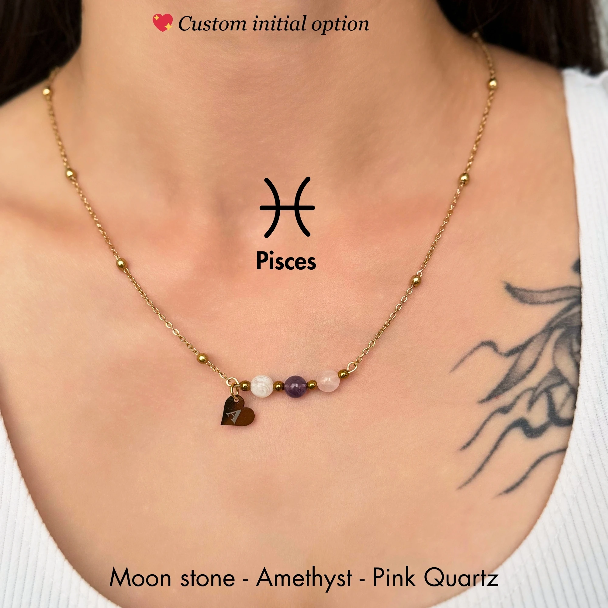 ♓️ Pisces Zodiac – Personalized Stainless Steel Zodiac Necklace