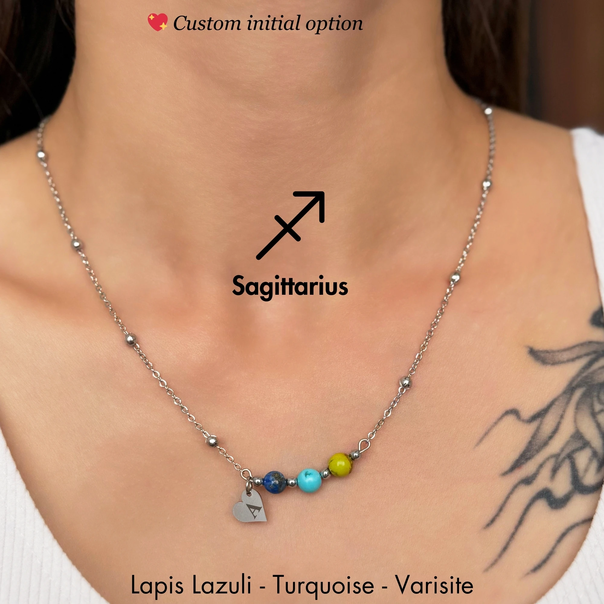 ♐️ Sagittarius Zodiac – Personalized Silver Stainless Steel Zodiac Necklace
