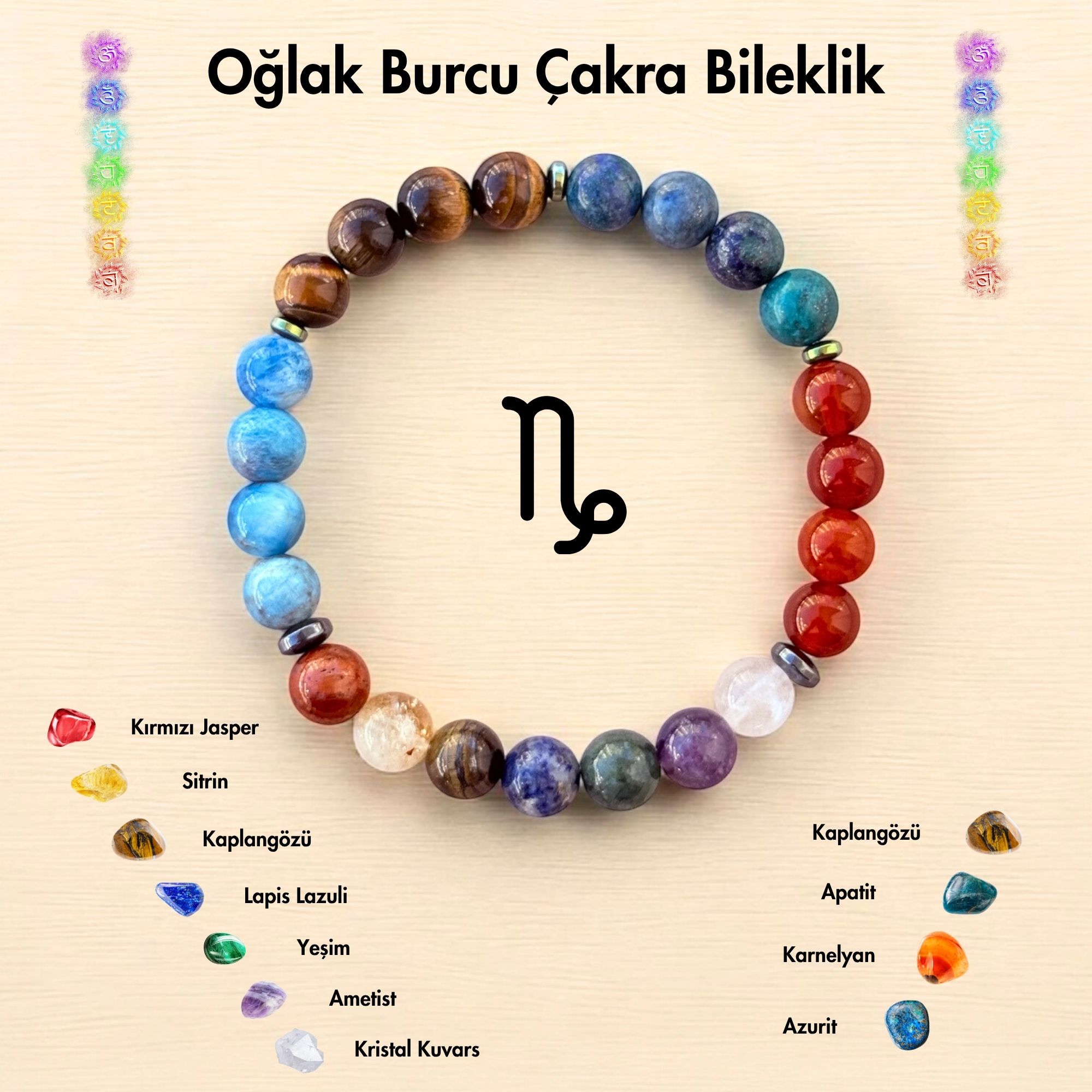 Oğlak Burcu Çakra Doğal Taş Bileklik