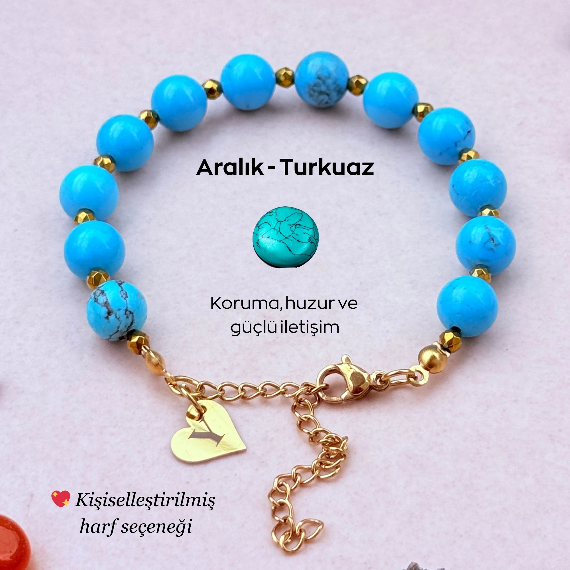 Aralık Doğum Taşı – Kişiye Özel Turkuaz Bileklik