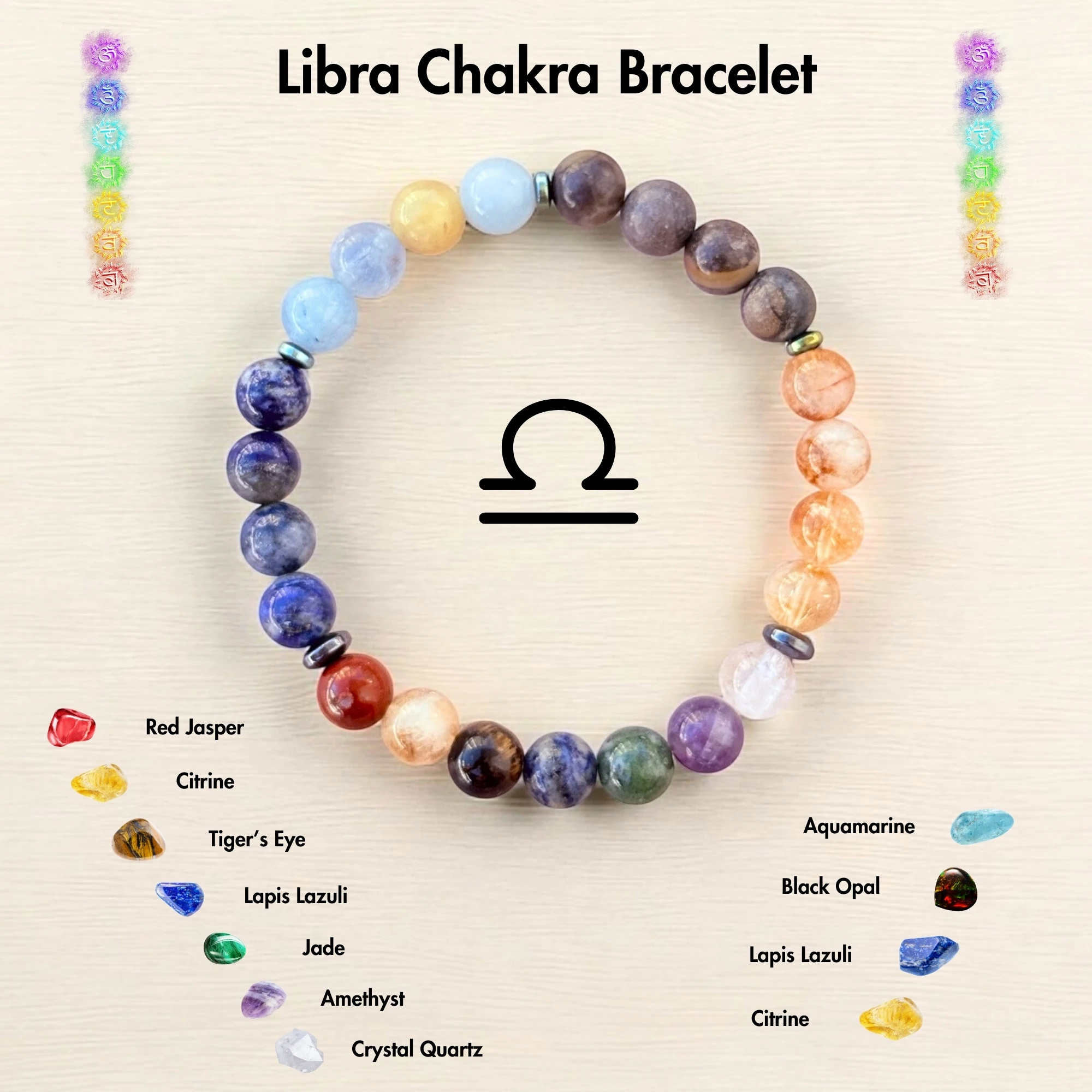 Libra Zodiac Chakra Gemstone Bracelet