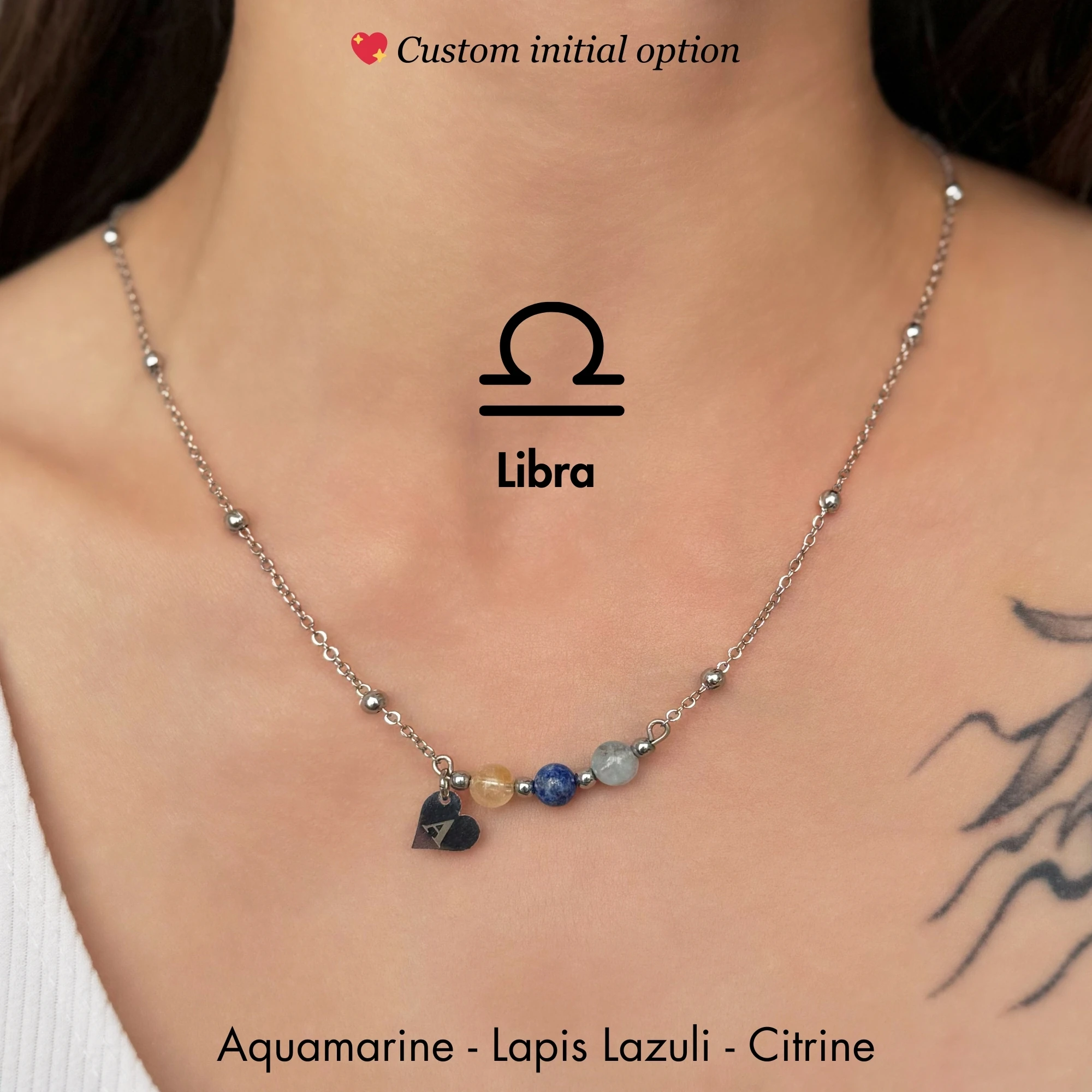 ♎️ Libra Zodiac – Personalized Silver Stainless Steel Zodiac Necklace