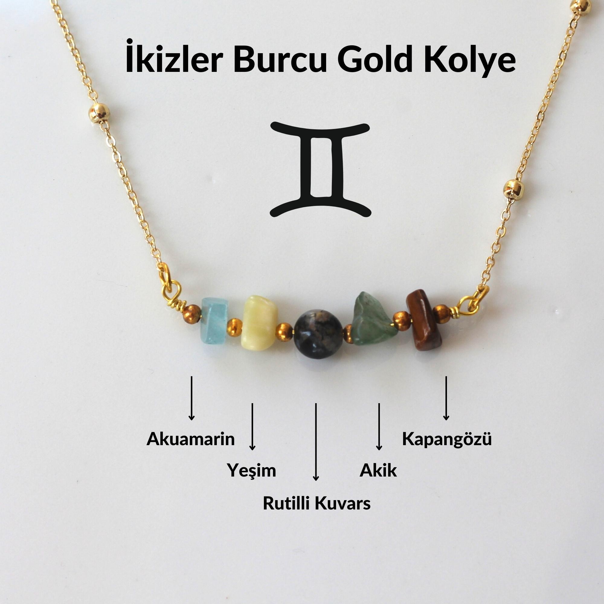 İkizler Burcu Doğal Taş Kolye