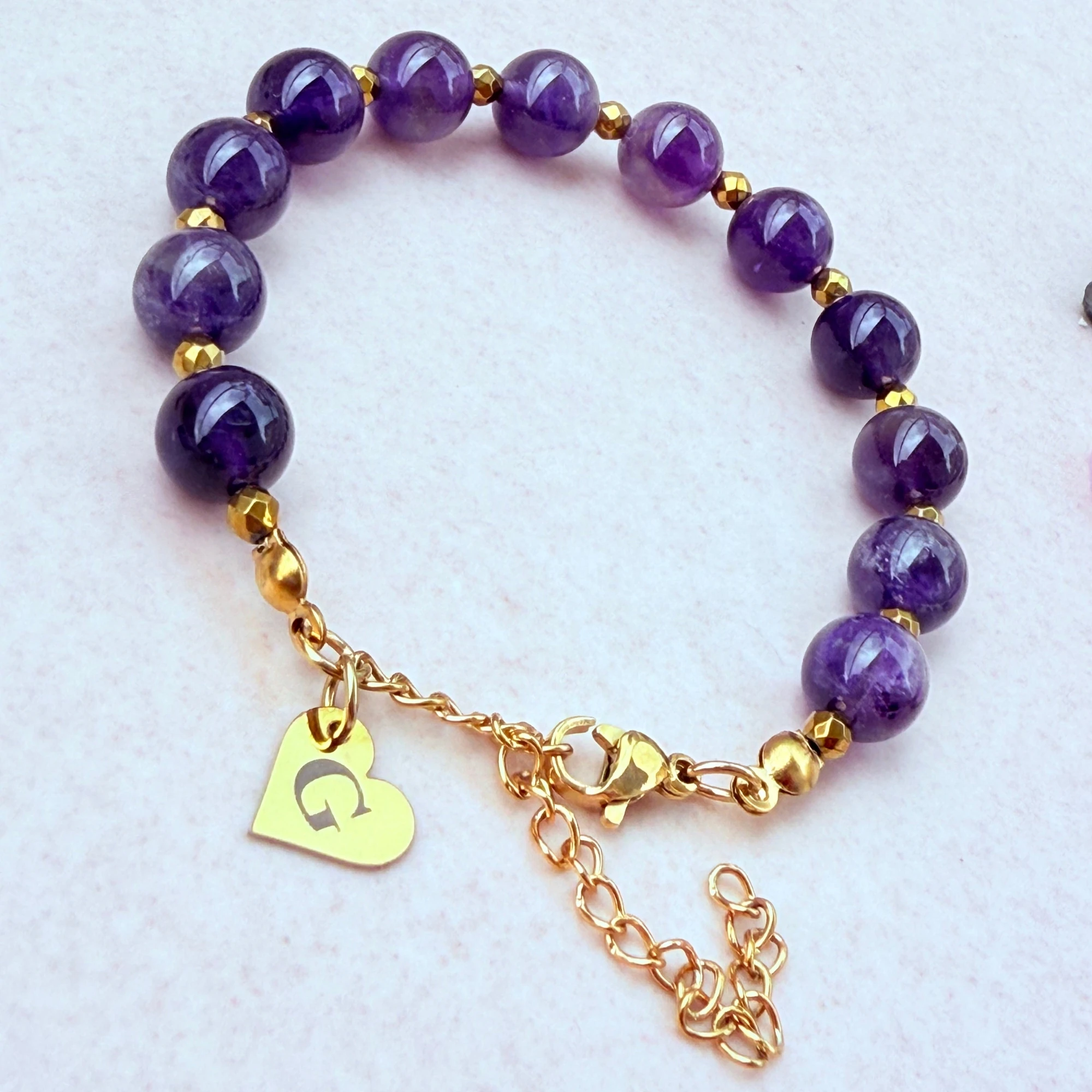 February Birthstone – Personalized Amethyst Gemstone Bracelet