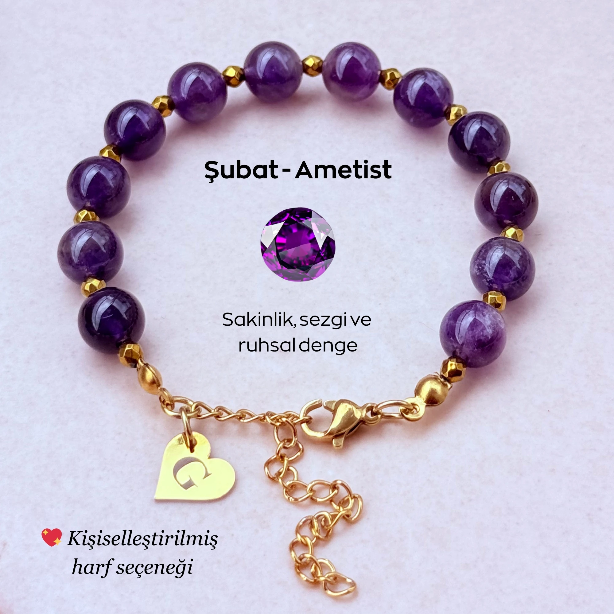Şubat Doğum Taşı – Kişiye Özel Ametist Bileklik