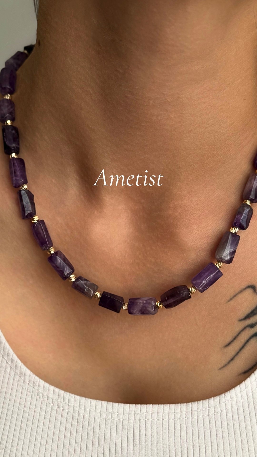 Doğal Ametist Taşlı Kolye – Morun Asaleti