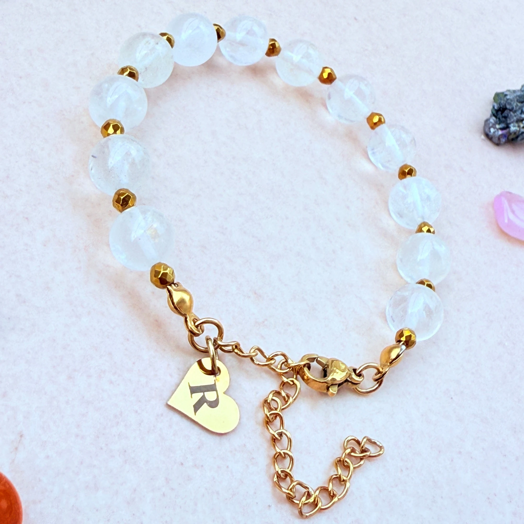 April Birthstone – Personalized Crystal Quartz Gemstone Bracelet