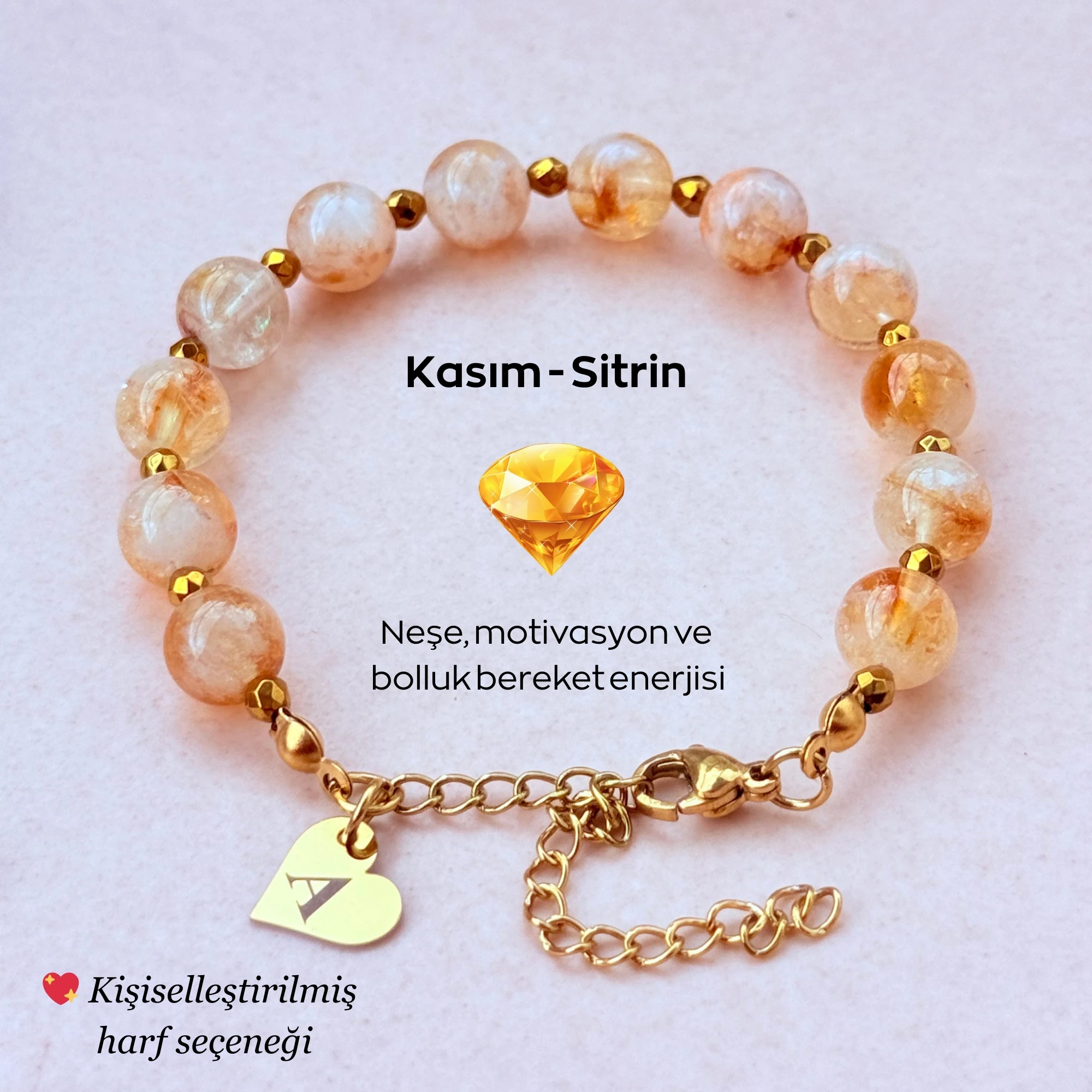 Kasım Doğum Taşı – Kişiye Özel Sitrin Bileklik