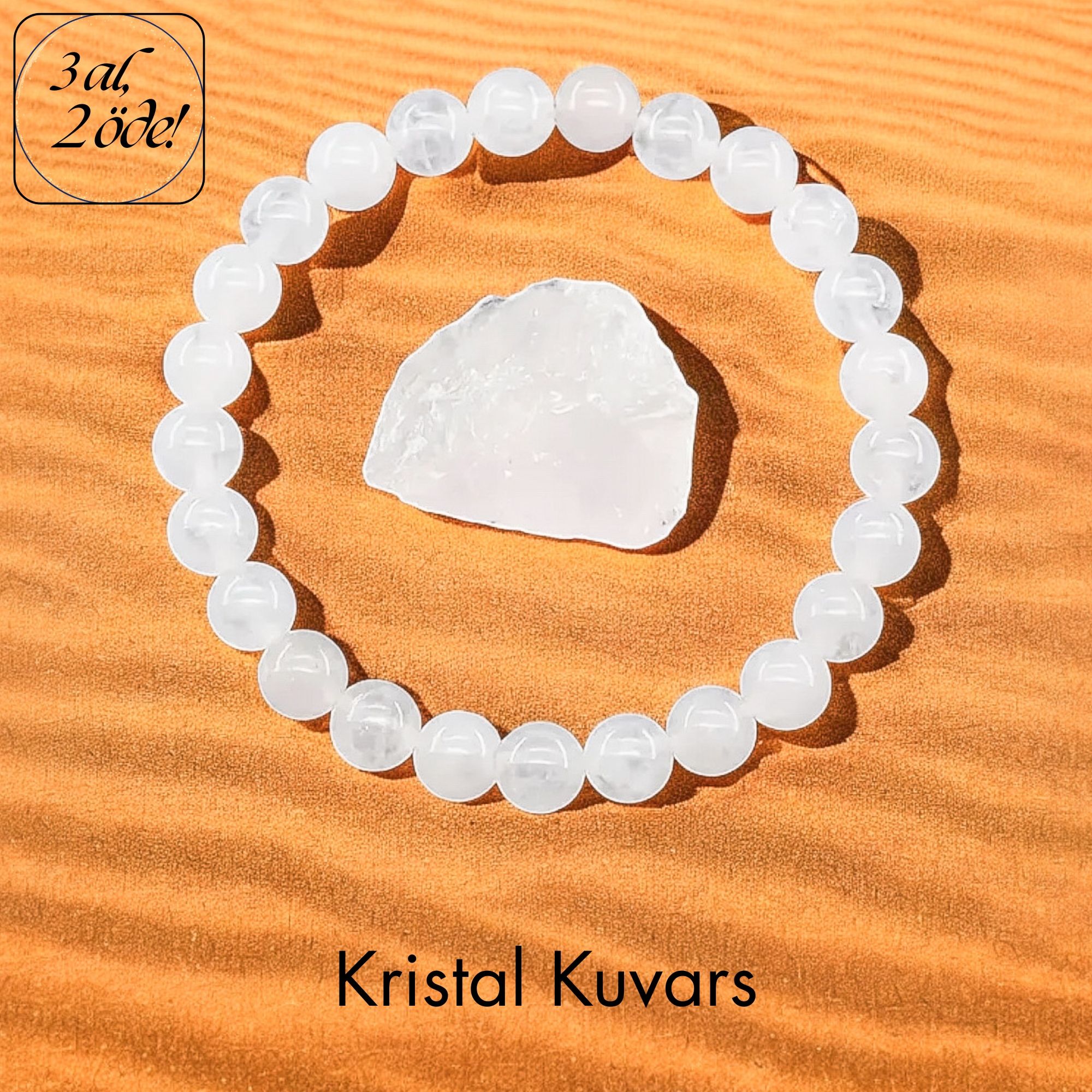 Kristal Kuvars Doğal Taş Bileklik
