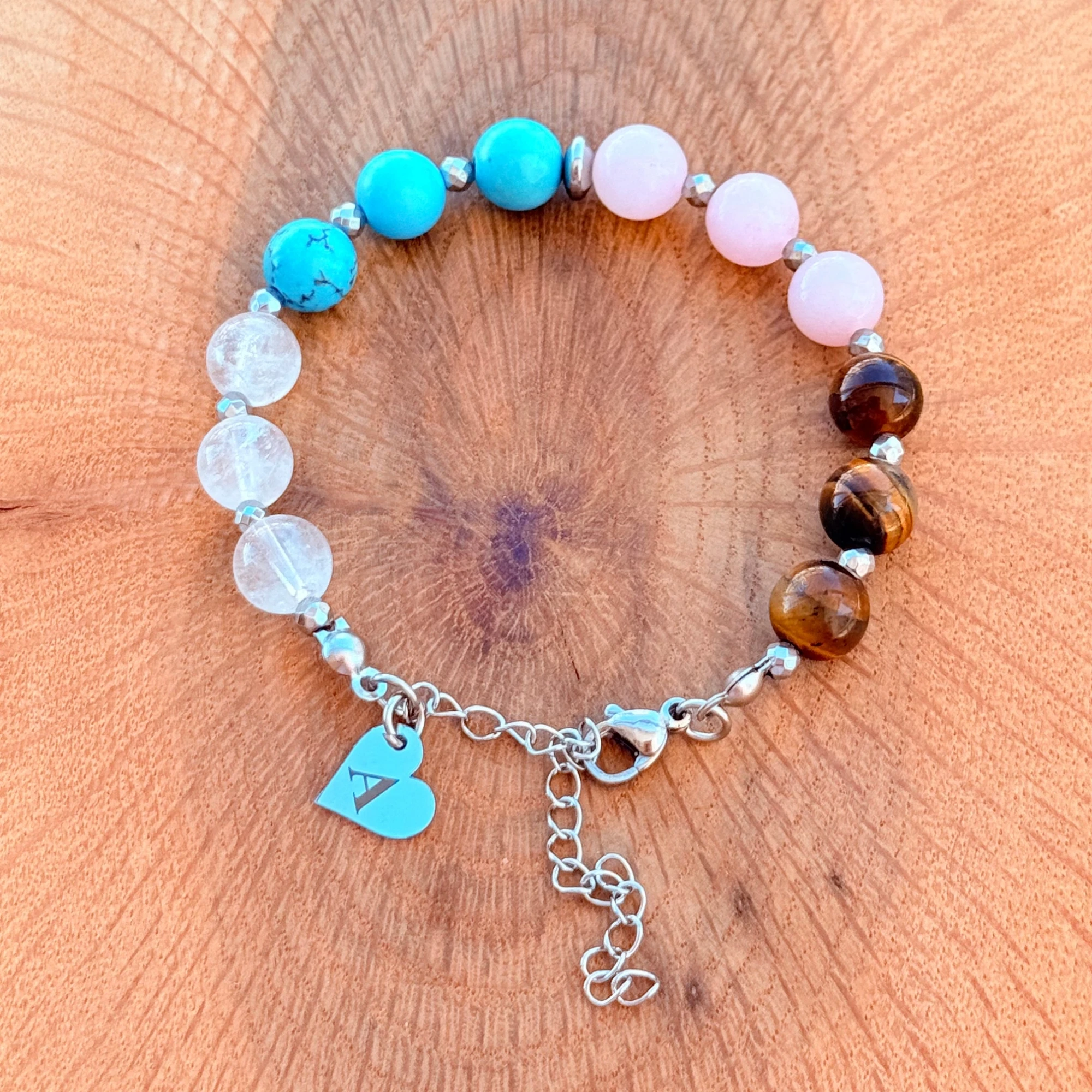 Personalized Leo Zodiac Gemstone Silver Stainless Steel Bracelet