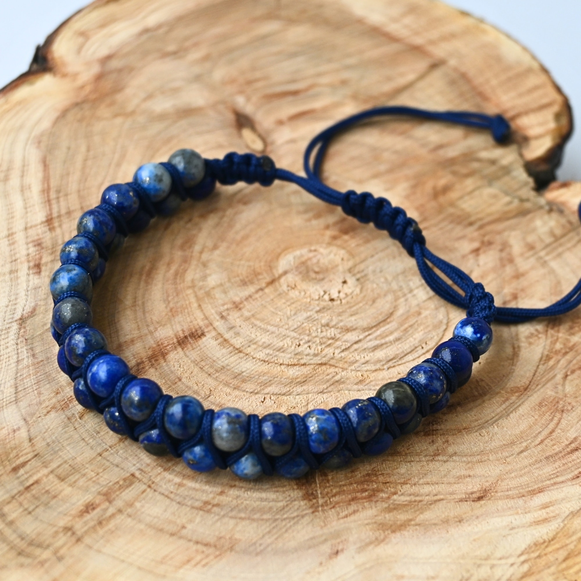 Lapis Lazuli Doğal Taş Makrome Örgü Bileklik