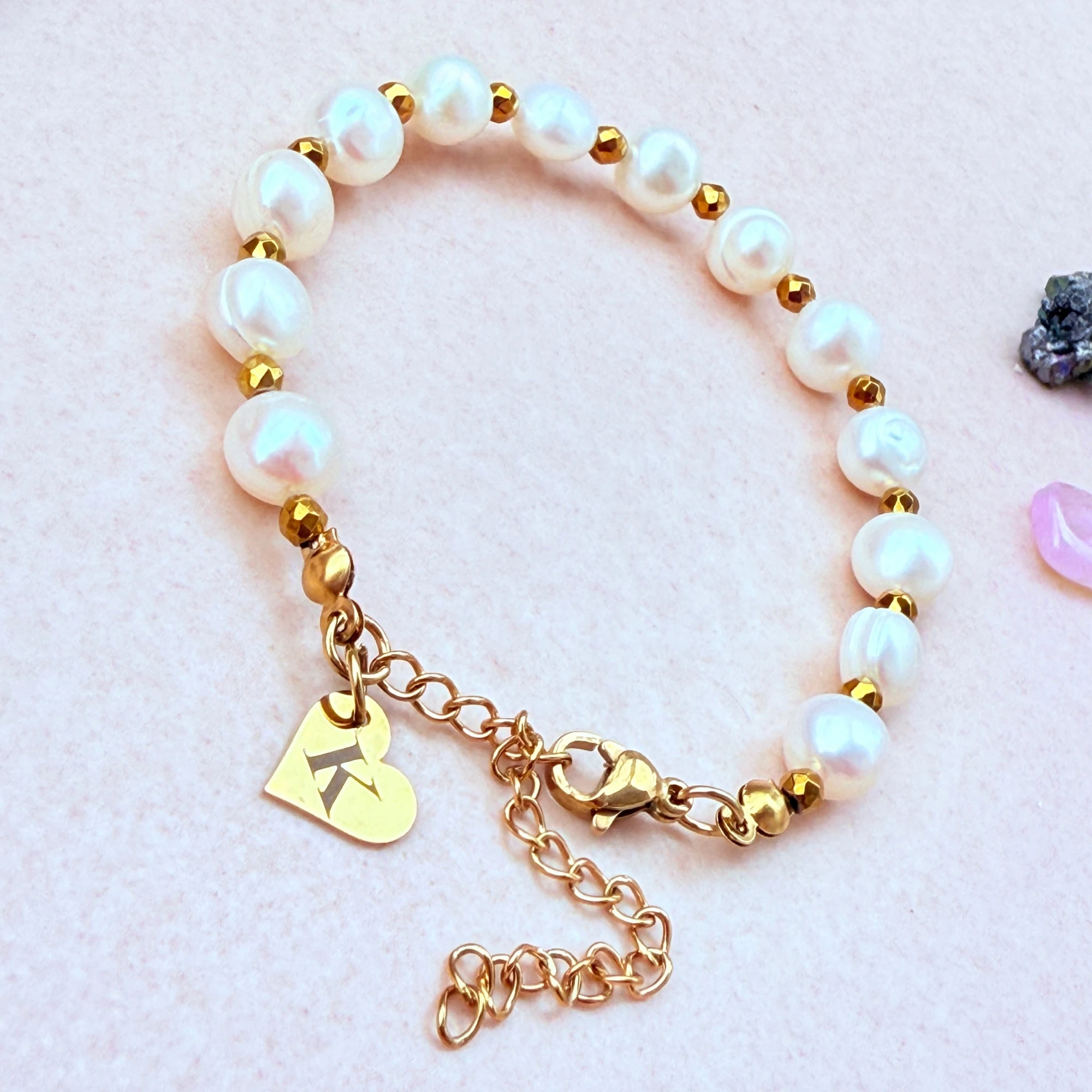 June Birthstone – Personalized Pearl Gemstone Bracelet