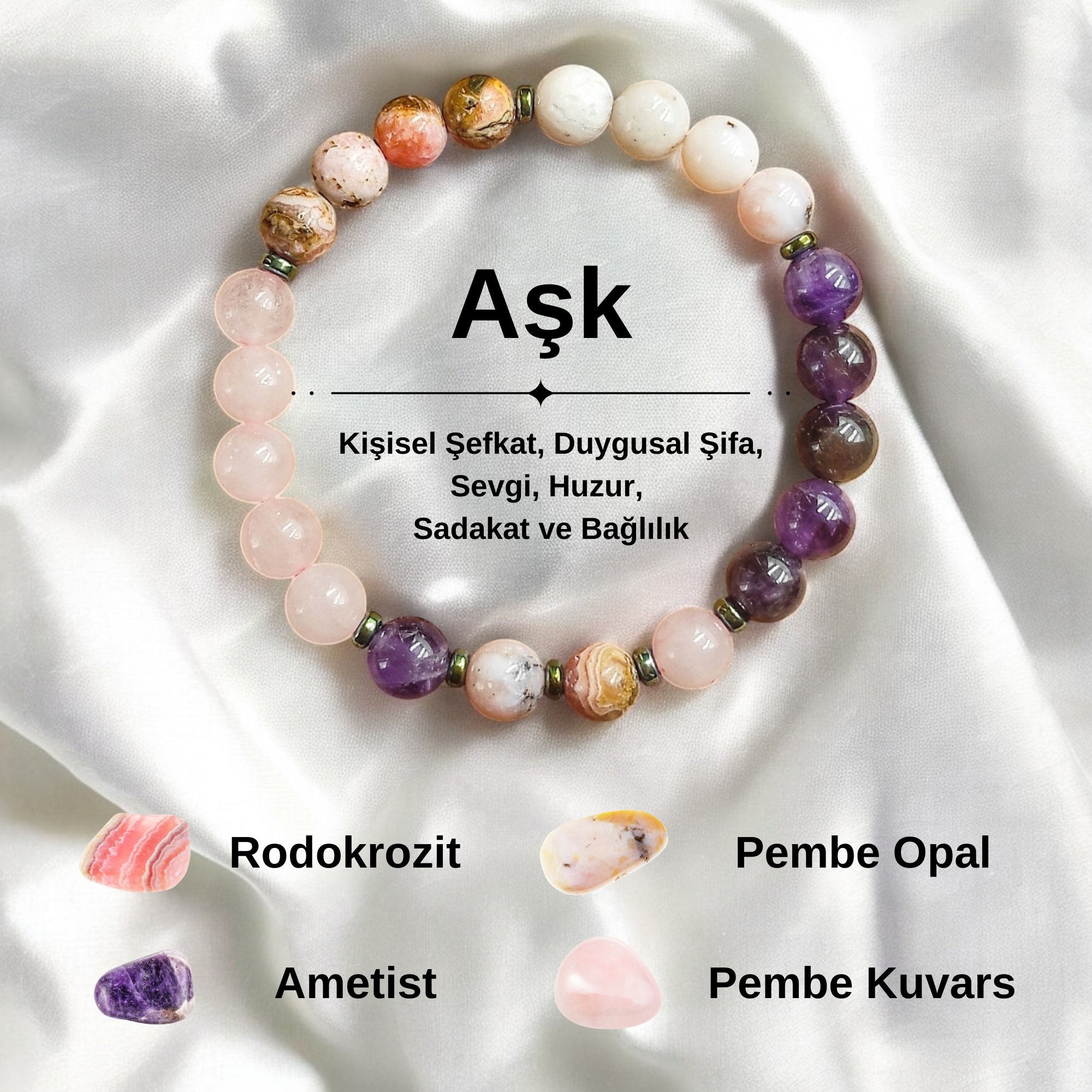Aşk Doğal Taş Bilekliği