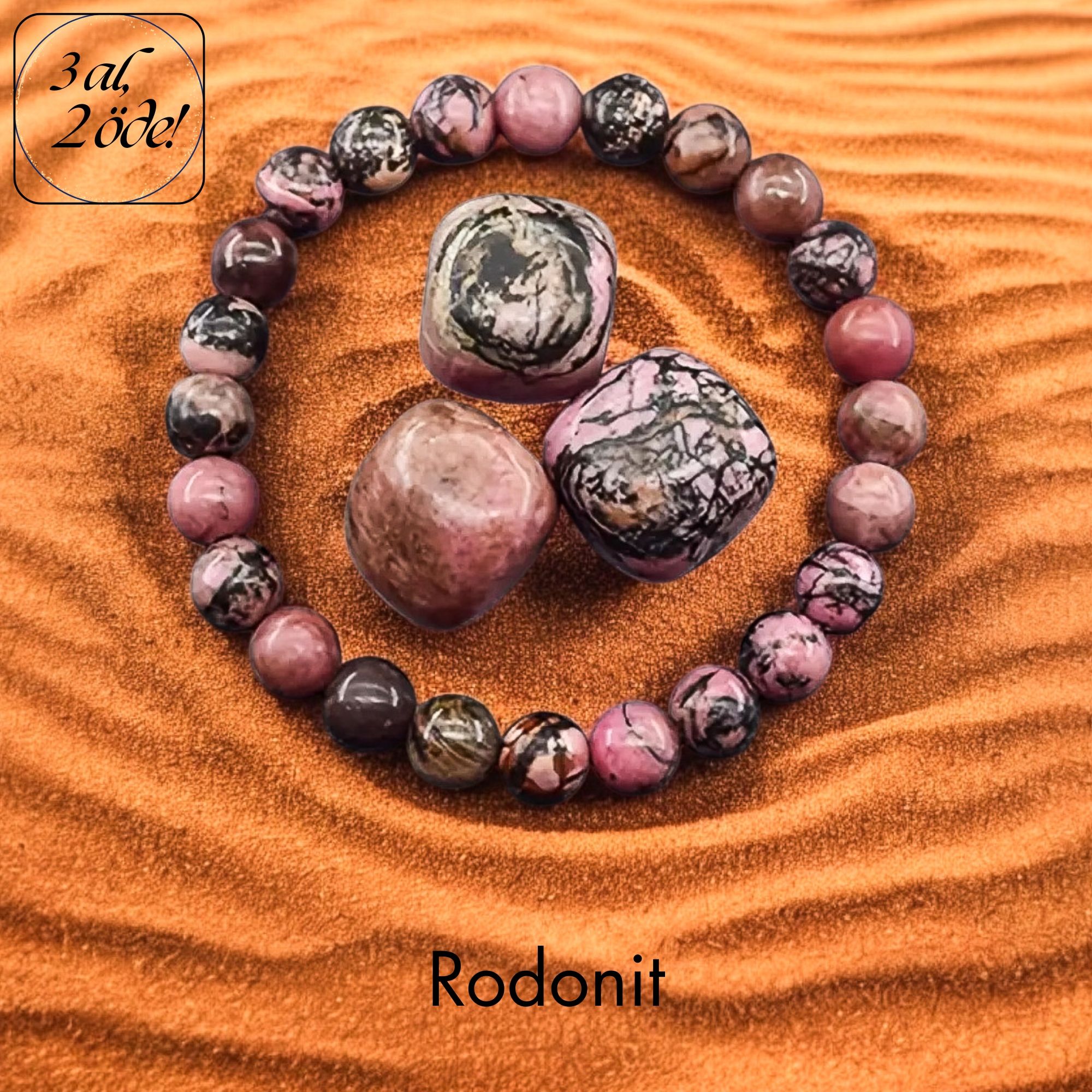 Rodonit Doğal Taş Bileklik