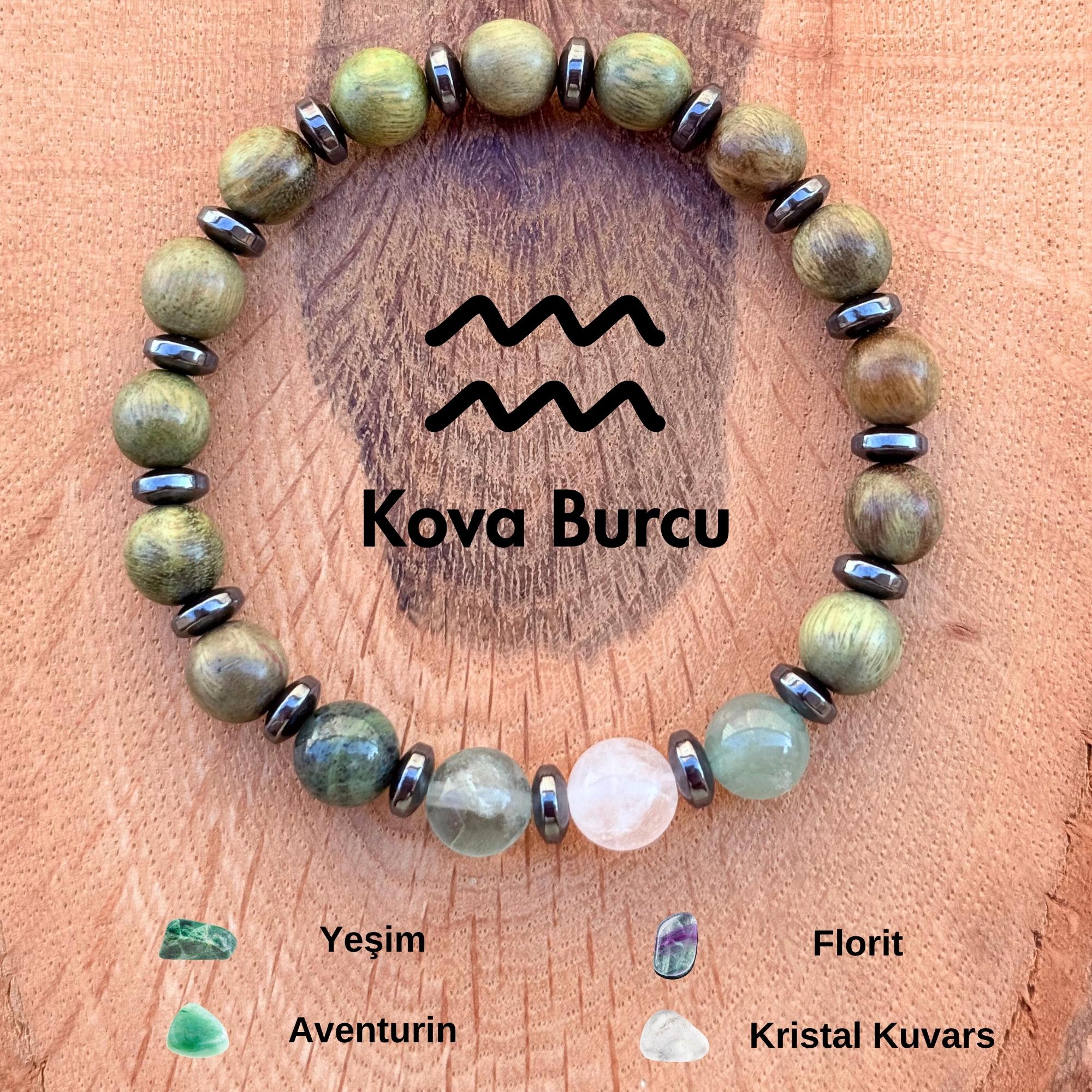 Kova Burcu Kadın Bilekliği – Yeşil Sandal Ağacı ♒️