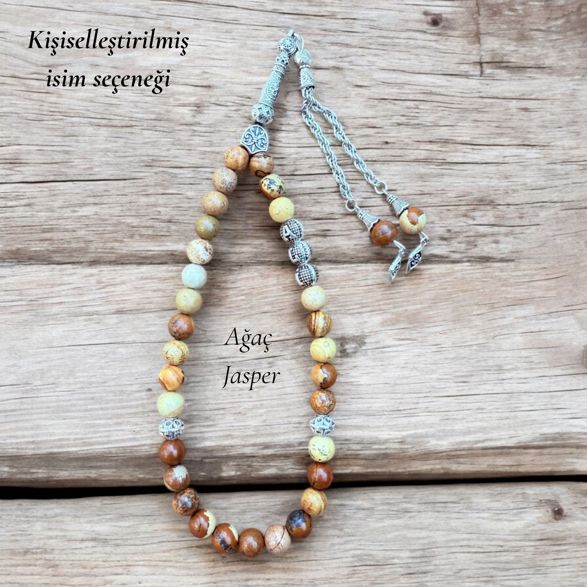 Kişiye Özel Ağaç Jasper Doğal Taş Tespih