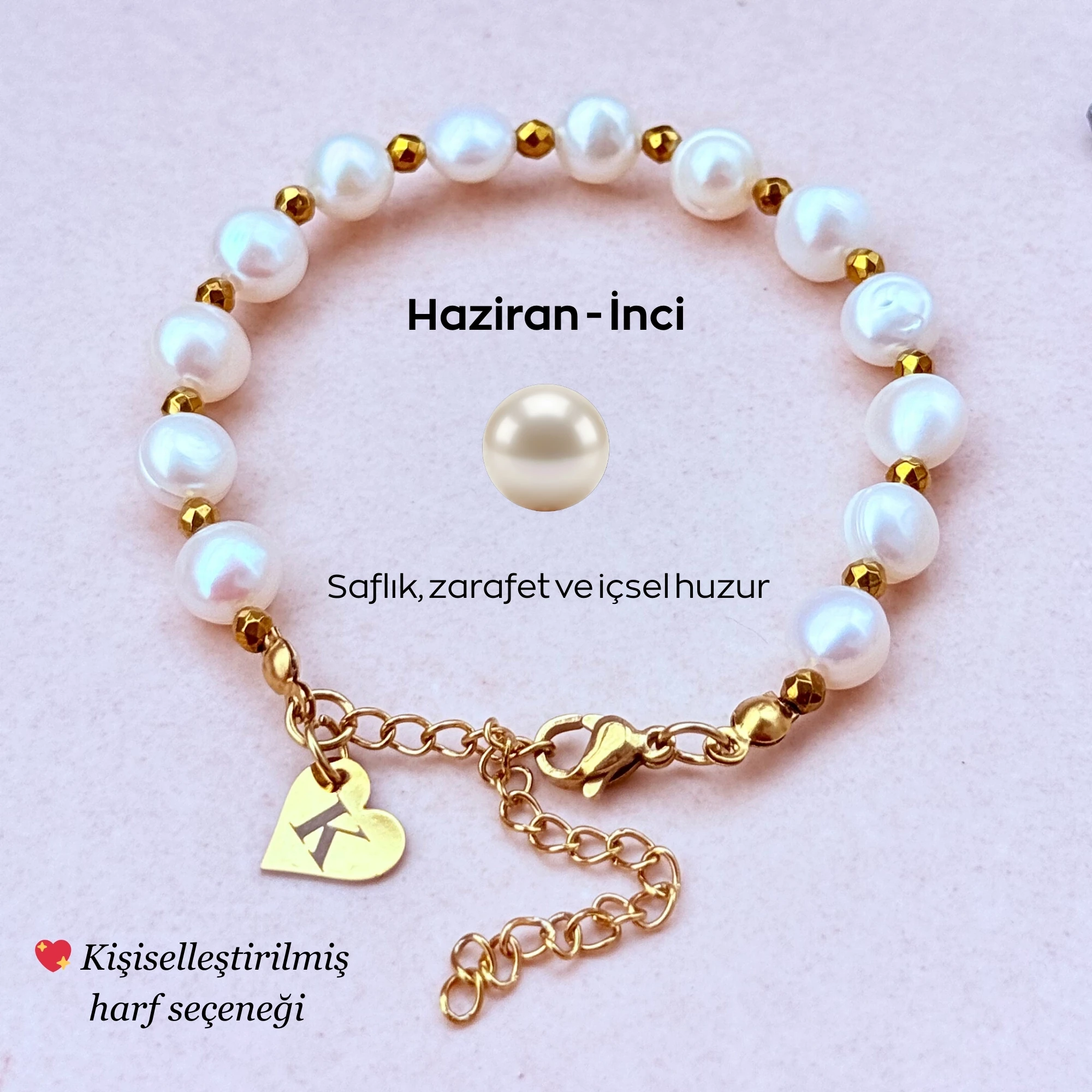 Haziran Doğum Taşı – Kişiye Özel İnci Bileklik