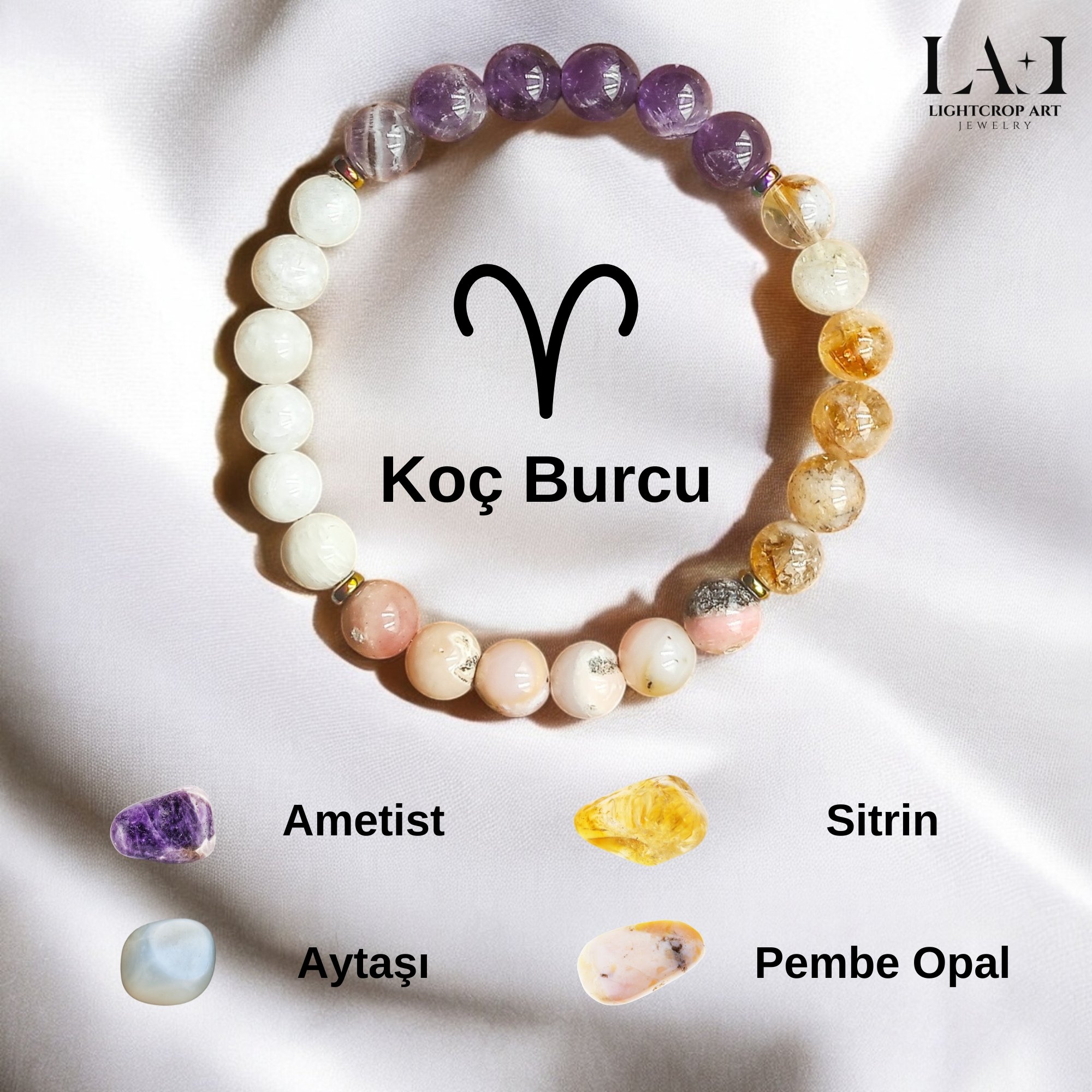 Koç Burcu Doğal Taş Bileklik