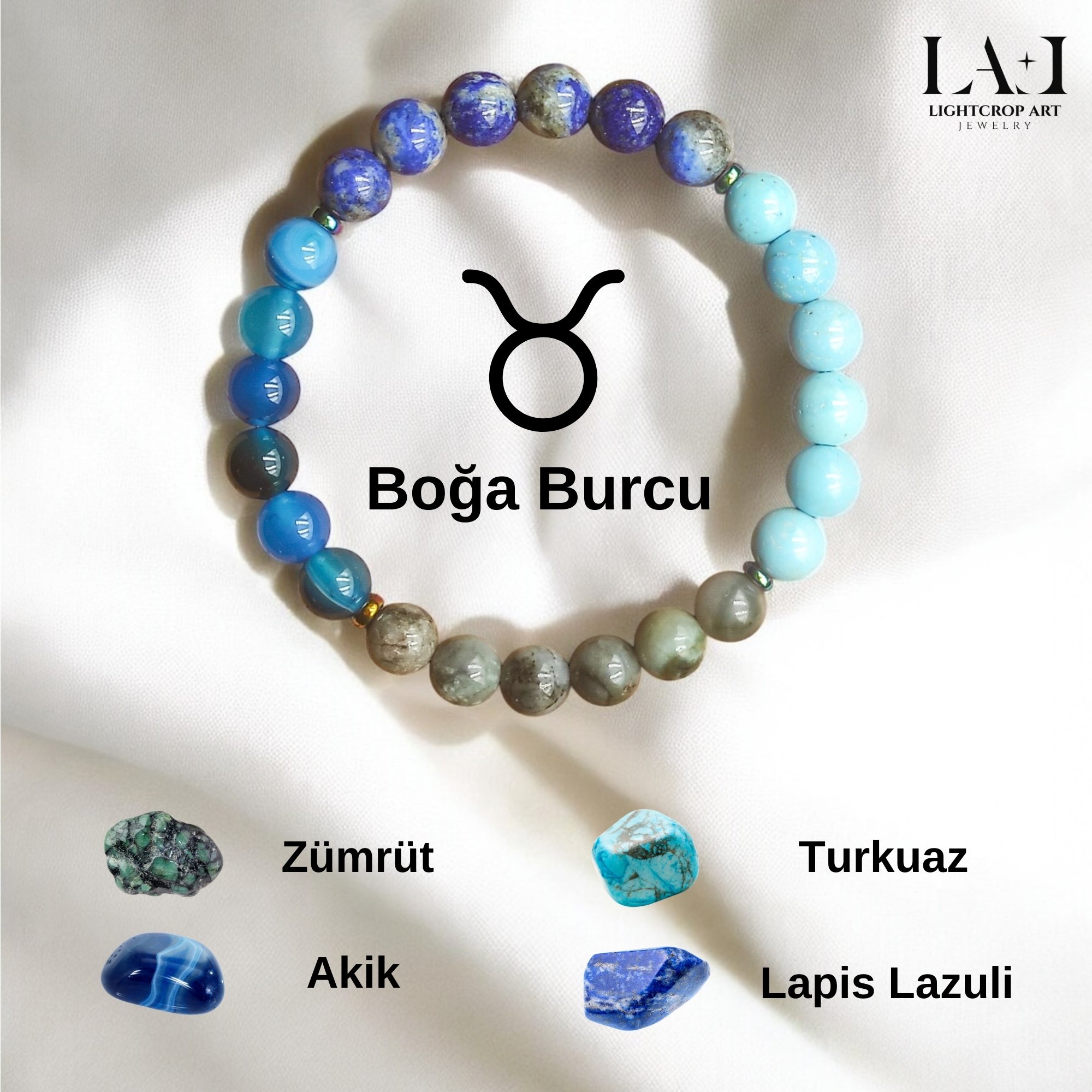 Boğa Burcu Doğal Taş Bileklik