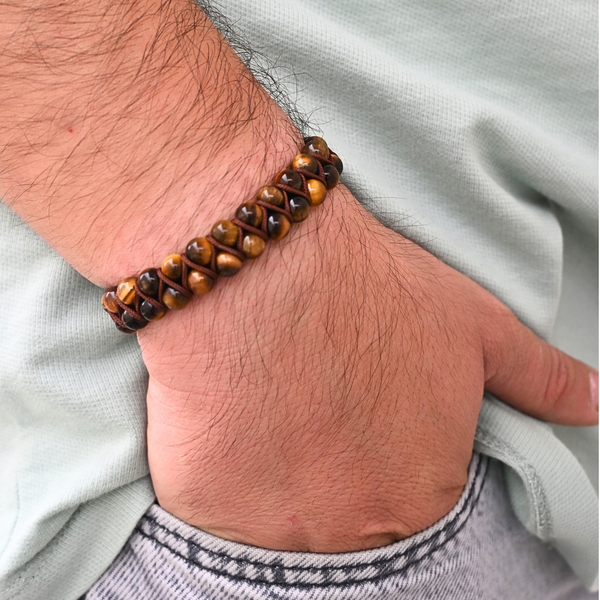 Kaplangözü Doğal Taş Makrome Örgü Bileklik