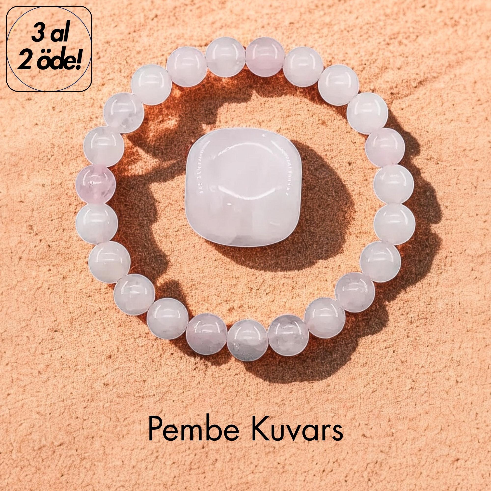 Pembe Kuvars Doğal Taş Bileklik