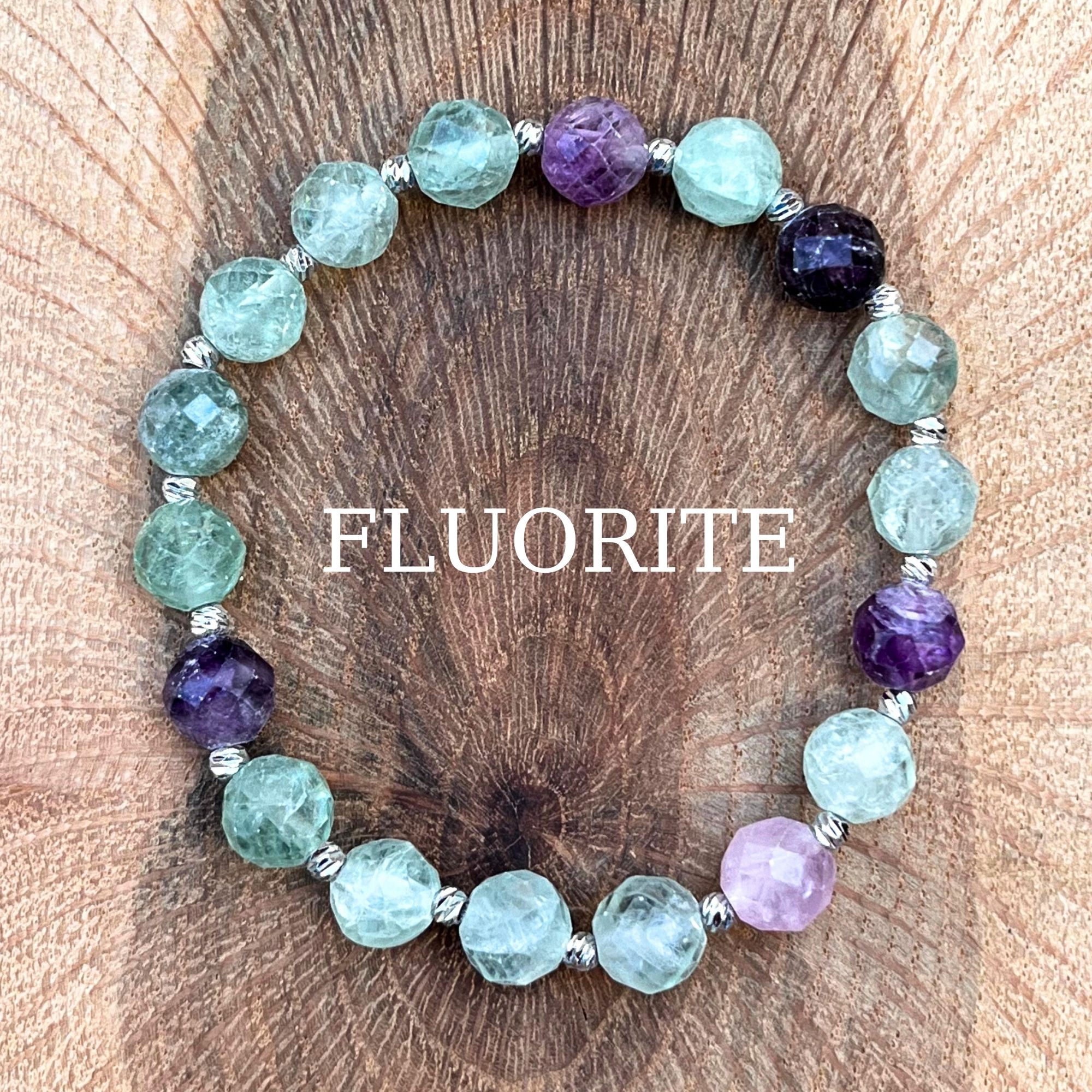 Facet Cut Fluorite Gemstone Bracelet