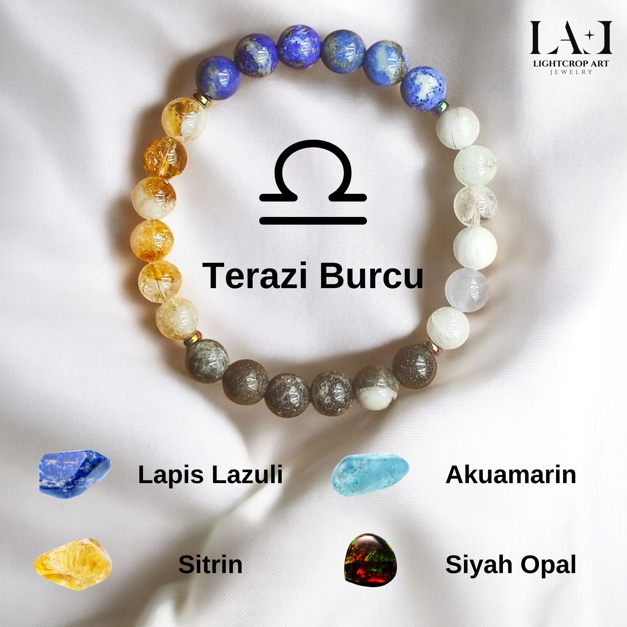 Terazi Burcu Doğal Taş Bileklik